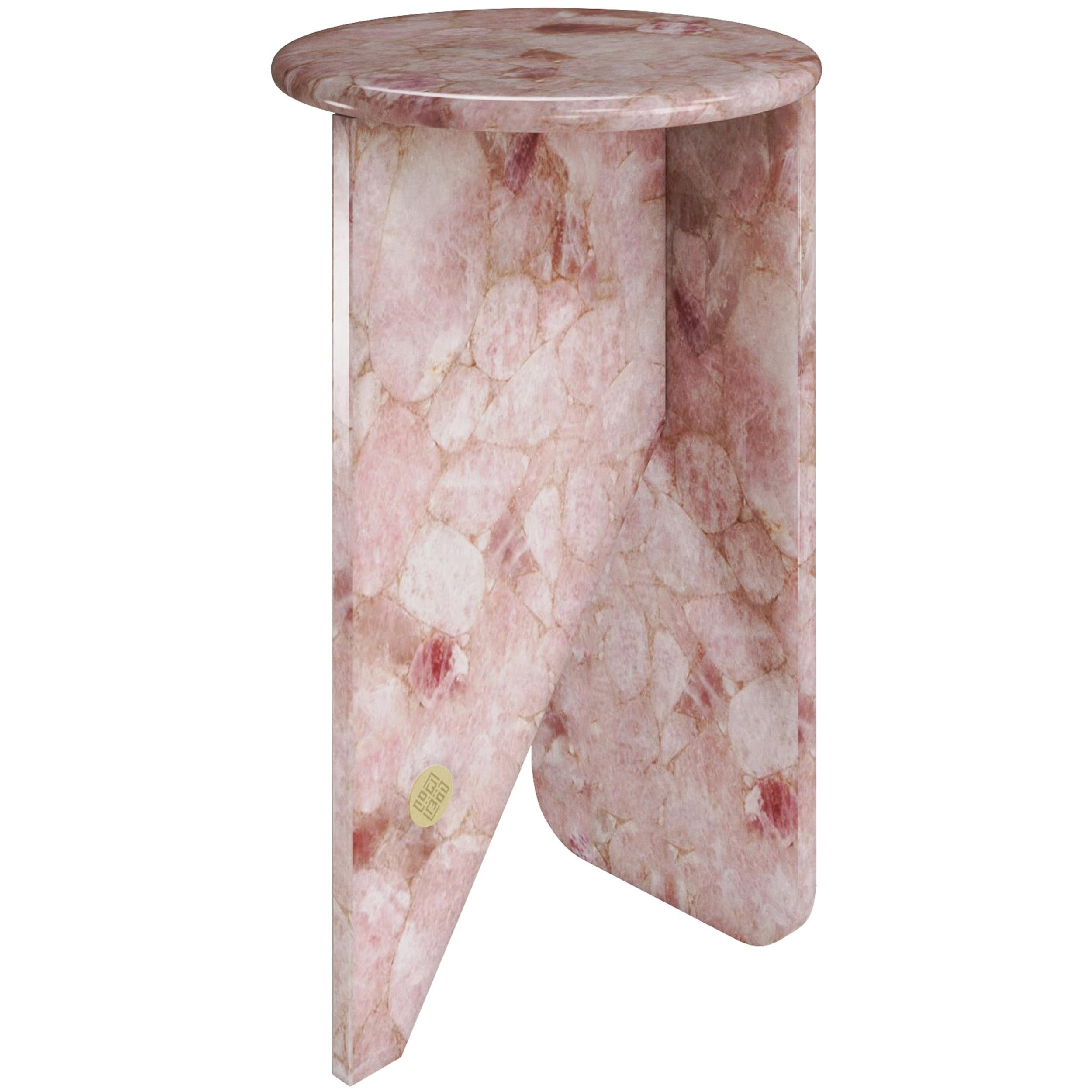 Table d'appoint en quartz Liz Baby Love sculptée à la main par Element&Co en vente