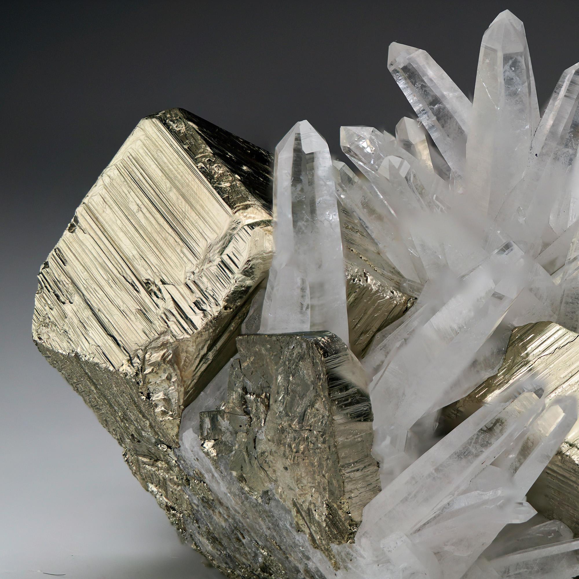 Quarz auf Pyrit aus Peru im Angebot 2