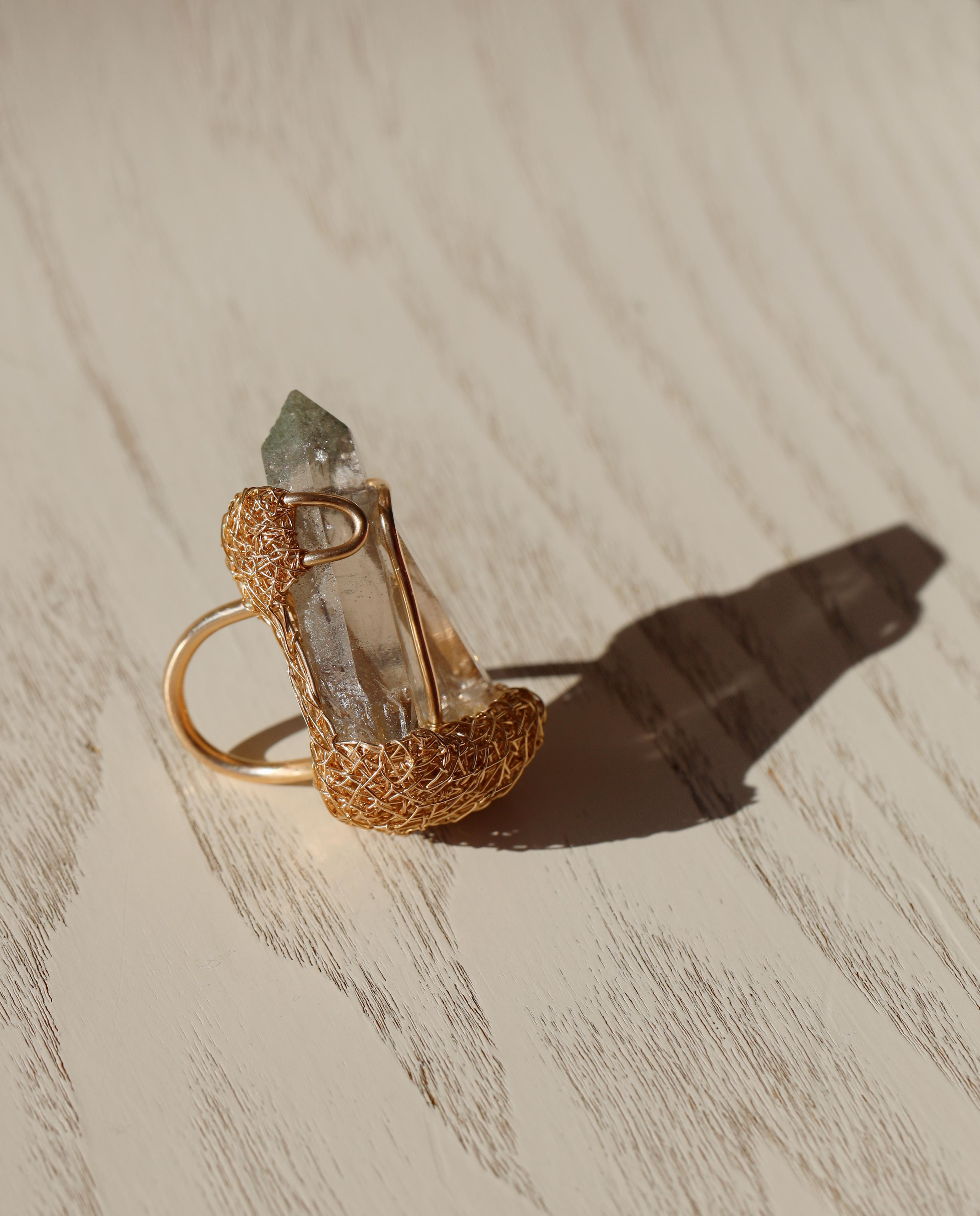Uncut Quartz one-of-a-kind Cocktail and Statement Ring For Sale