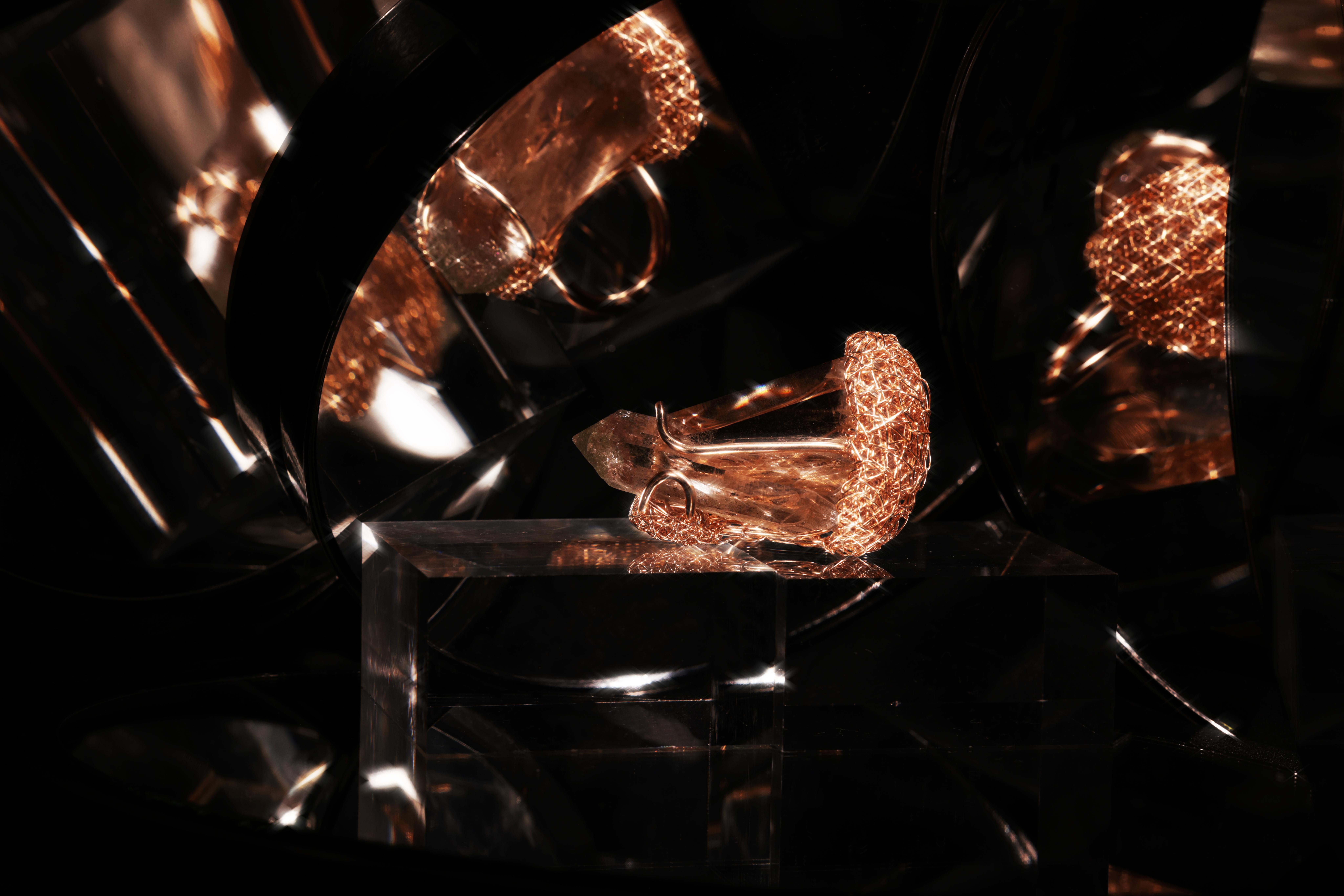 Women's or Men's Quartz one-of-a-kind Cocktail and Statement Ring For Sale