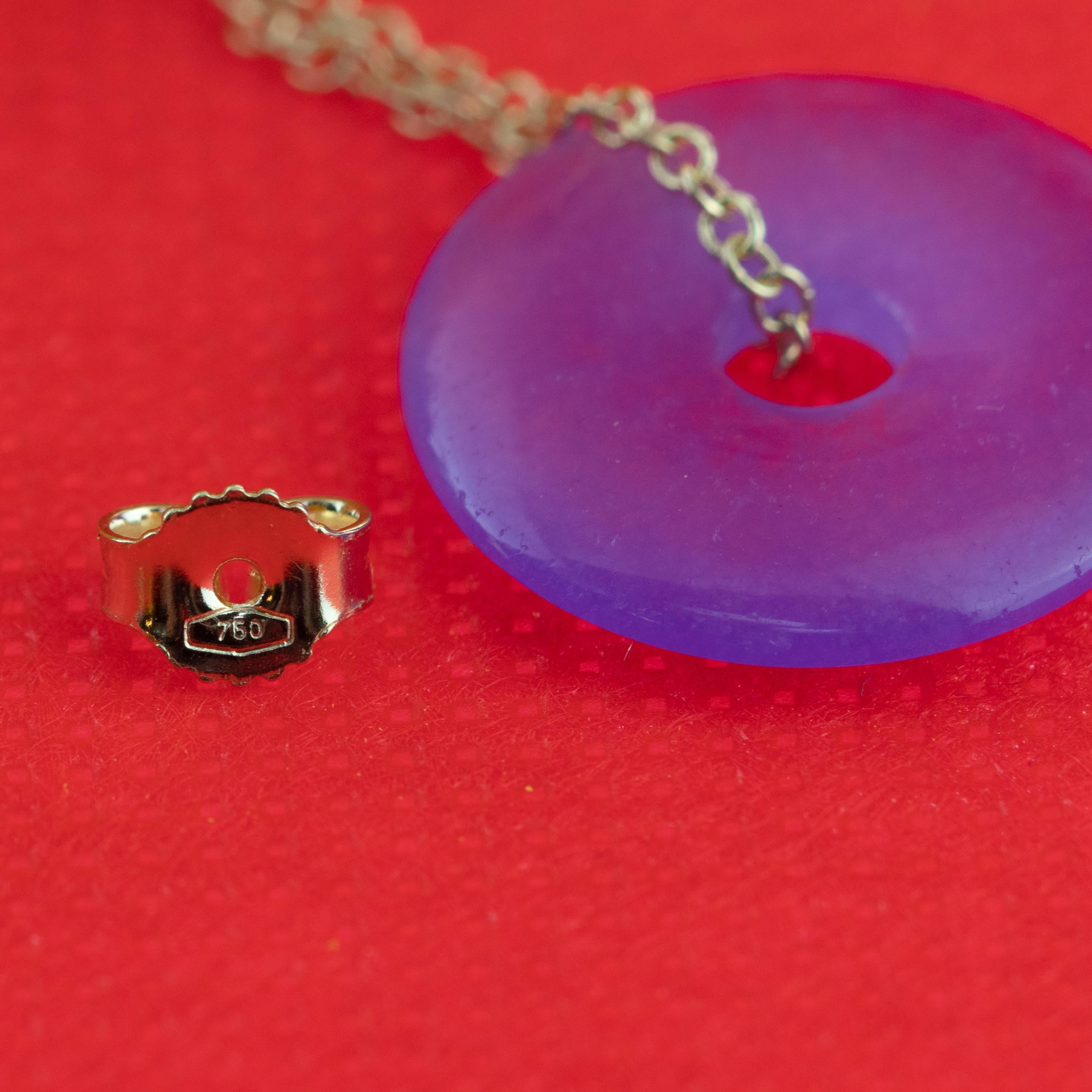 Quarzo Viola Ciambella in oro 18 carati Orecchini a goccia Cocktail fatti a mano In condizioni Nuovo in vendita a Milano, IT