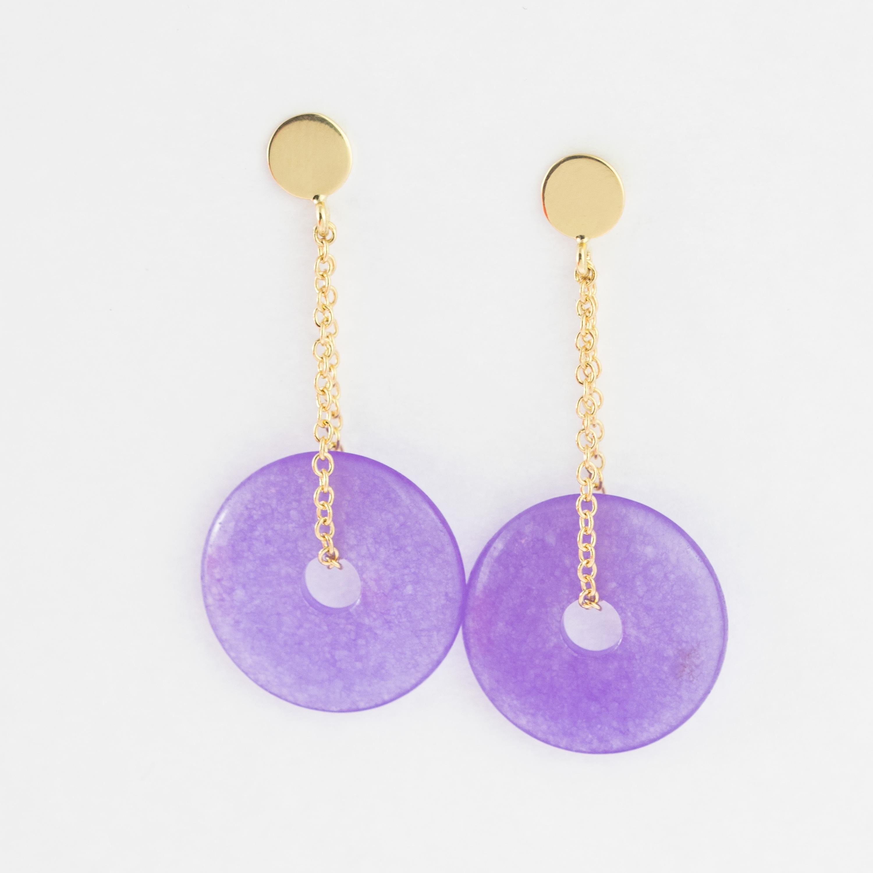 Donna Quarzo Viola Ciambella in oro 18 carati Orecchini a goccia Cocktail fatti a mano in vendita