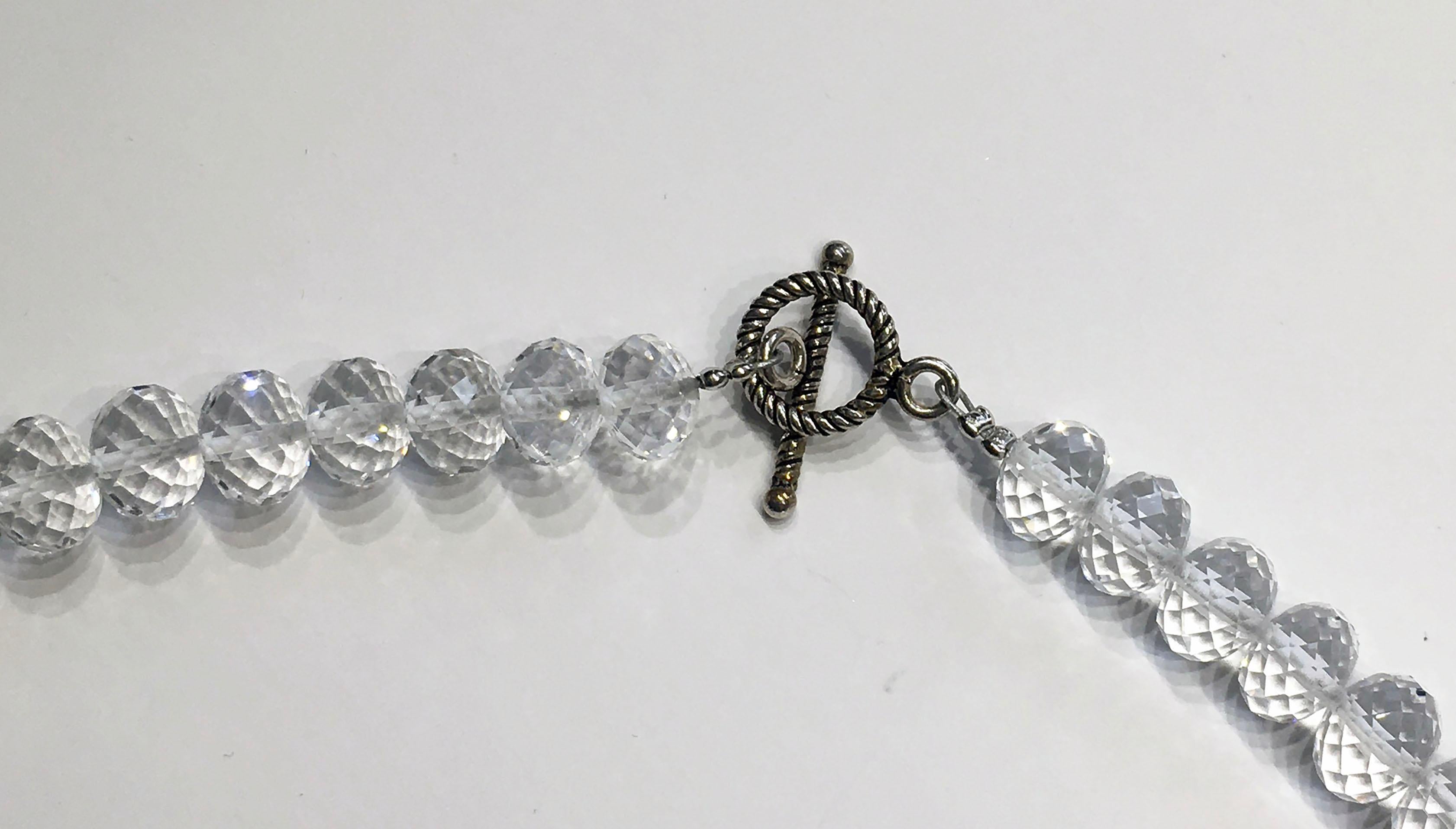 Quarz-Rondelle-Halskette mit geschwärztem Silber und Saphir-Anhänger (Edwardian) im Angebot