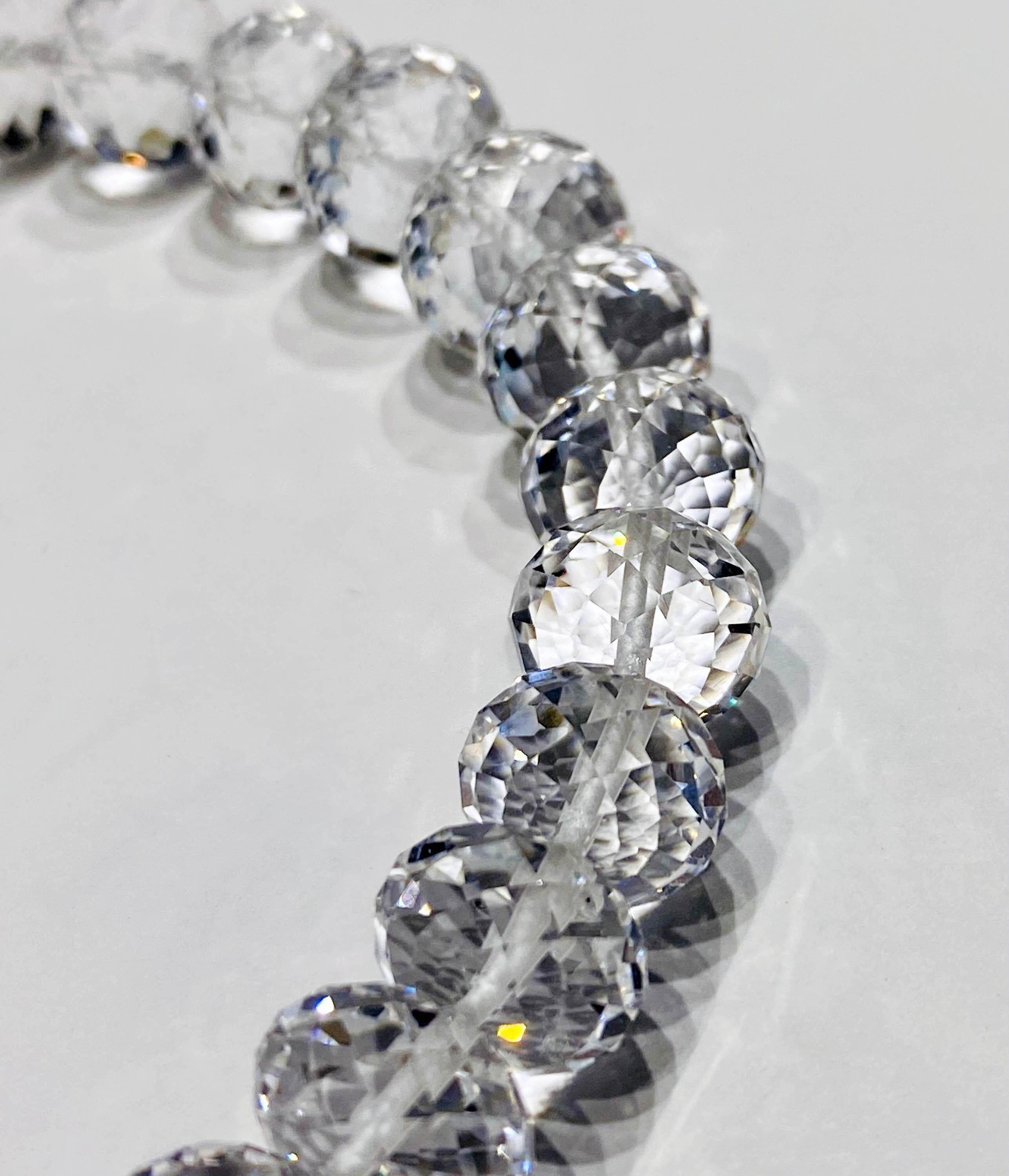 Quartz Rondelle Necklace with Silver T-Bar Clasp In New Condition For Sale In Seattle, WA