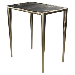 Quartz Side Table with Bronze-Patina Brass Inlay by R&Y Augousti