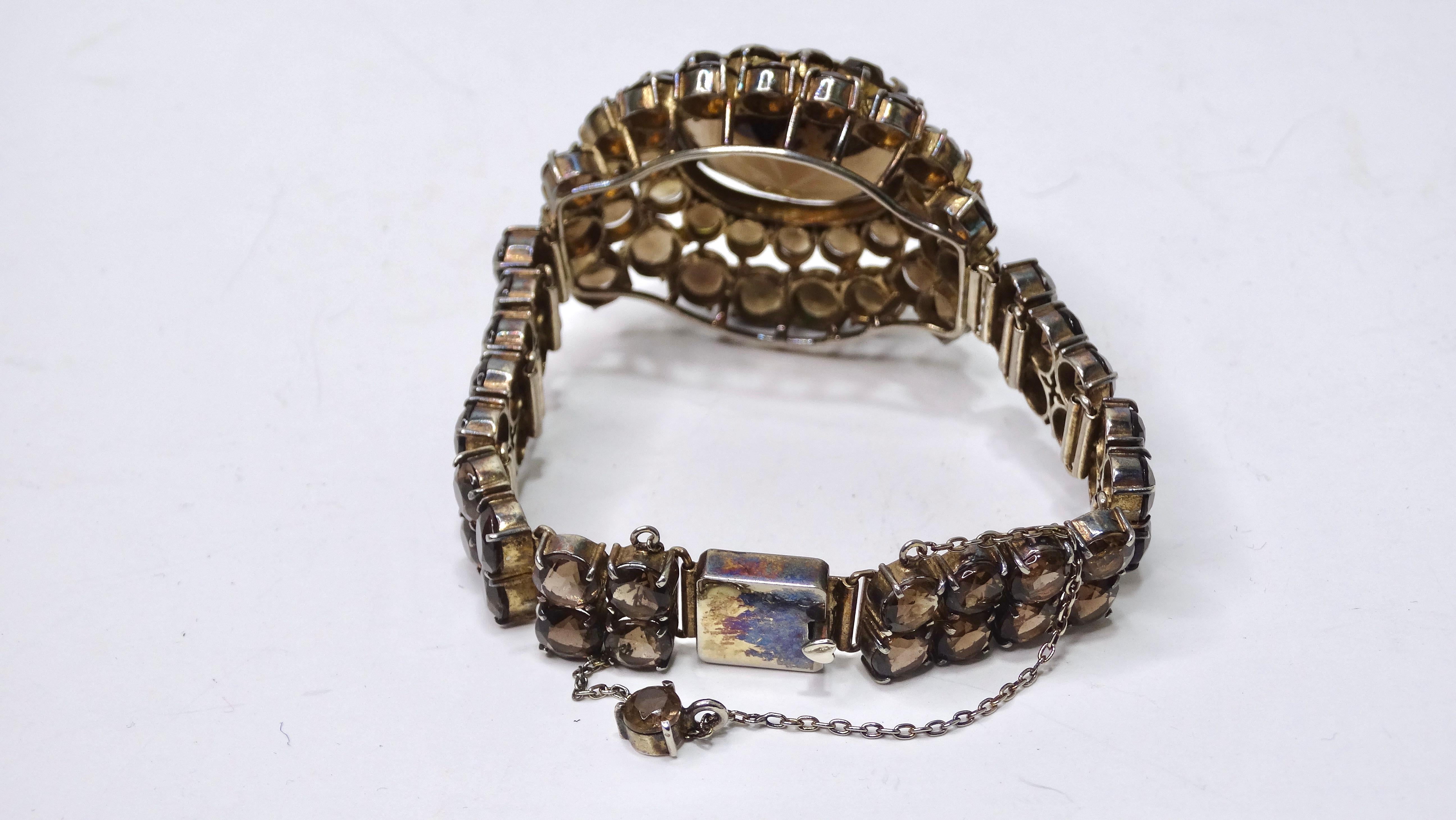 Quartz & Silver Statement Bracelet In Excellent Condition For Sale In Scottsdale, AZ