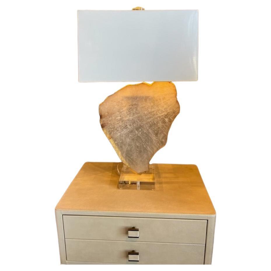 Quartz slice table lamp  For Sale