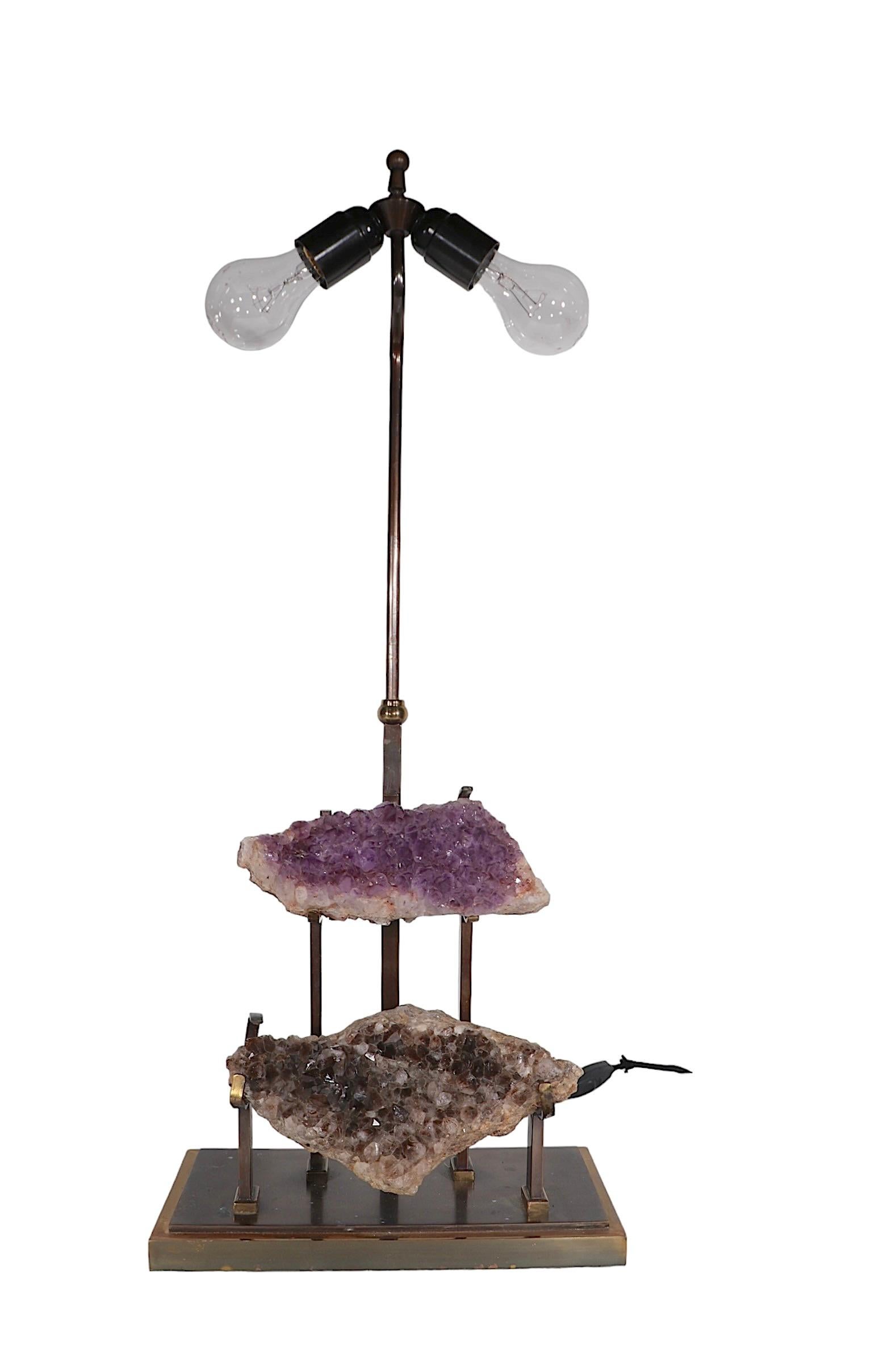 French Quartz Specimen Lamp att. to Willy Daro c 1960/70's For Sale