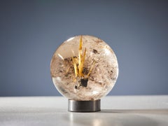 Quartz Sphere with Golden Rutile