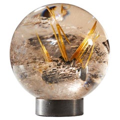 Quartz Sphere with Golden Rutile