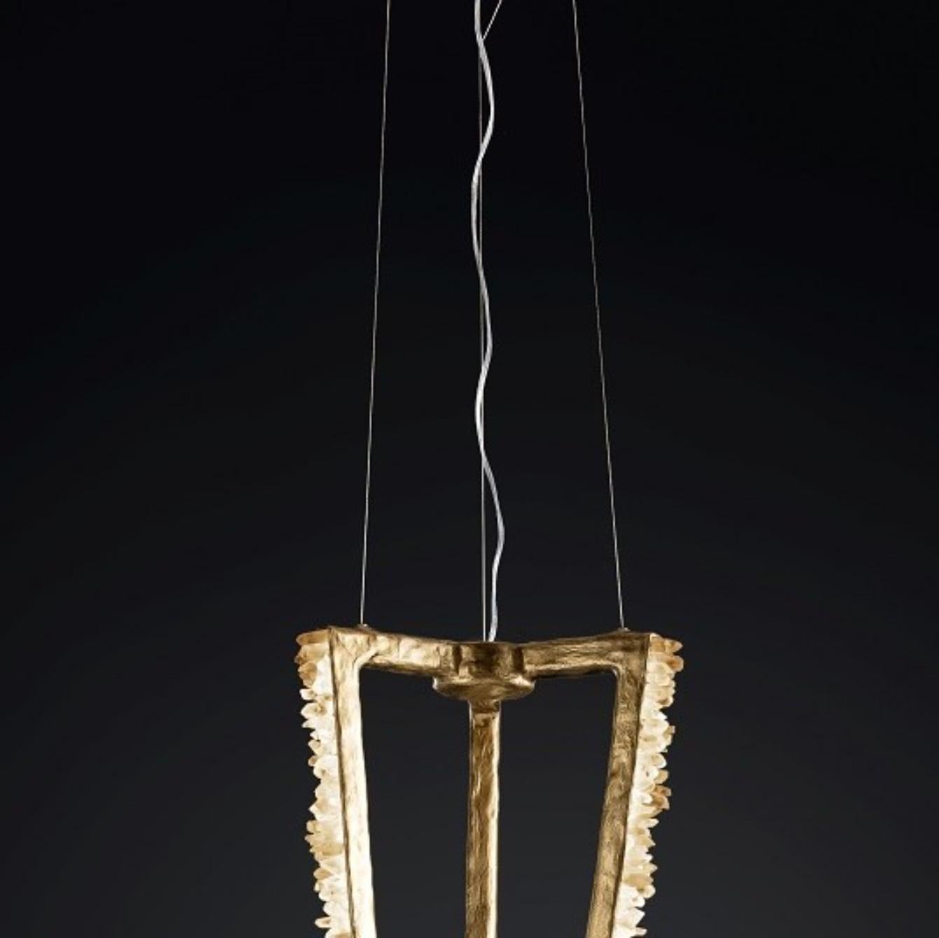 Post-Modern Quartz and Bronze Pendant Light II by Aver For Sale