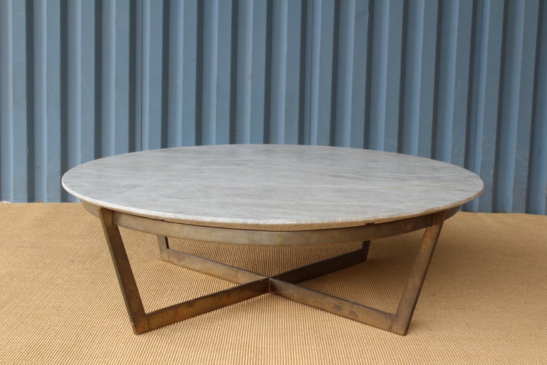 Quartz Top Coffee Table with Brass Base, 1950s at 1stDibs