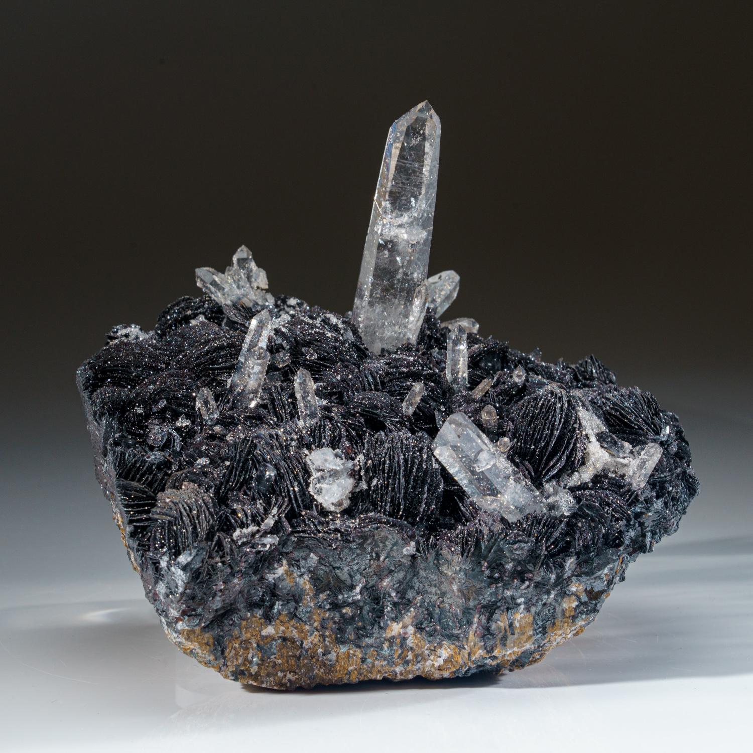 Contemporary Quartz with Hematite Rosette from Lechang Mine, Guangdong Province, China For Sale