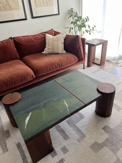 Quartzite and Walnut Cocktail Table