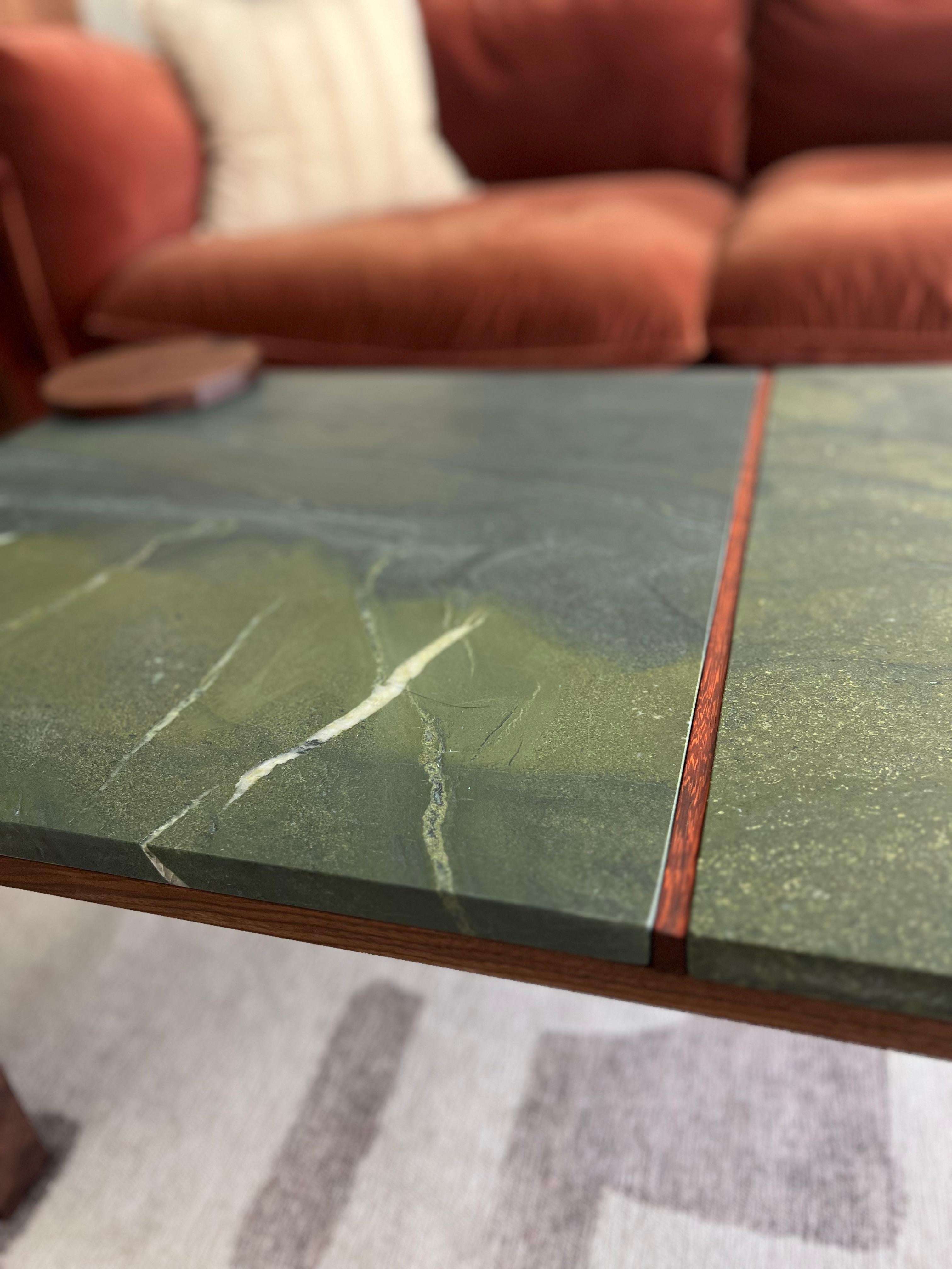 Mid-Century Modern Quartzite and Walnut Cocktail Table For Sale