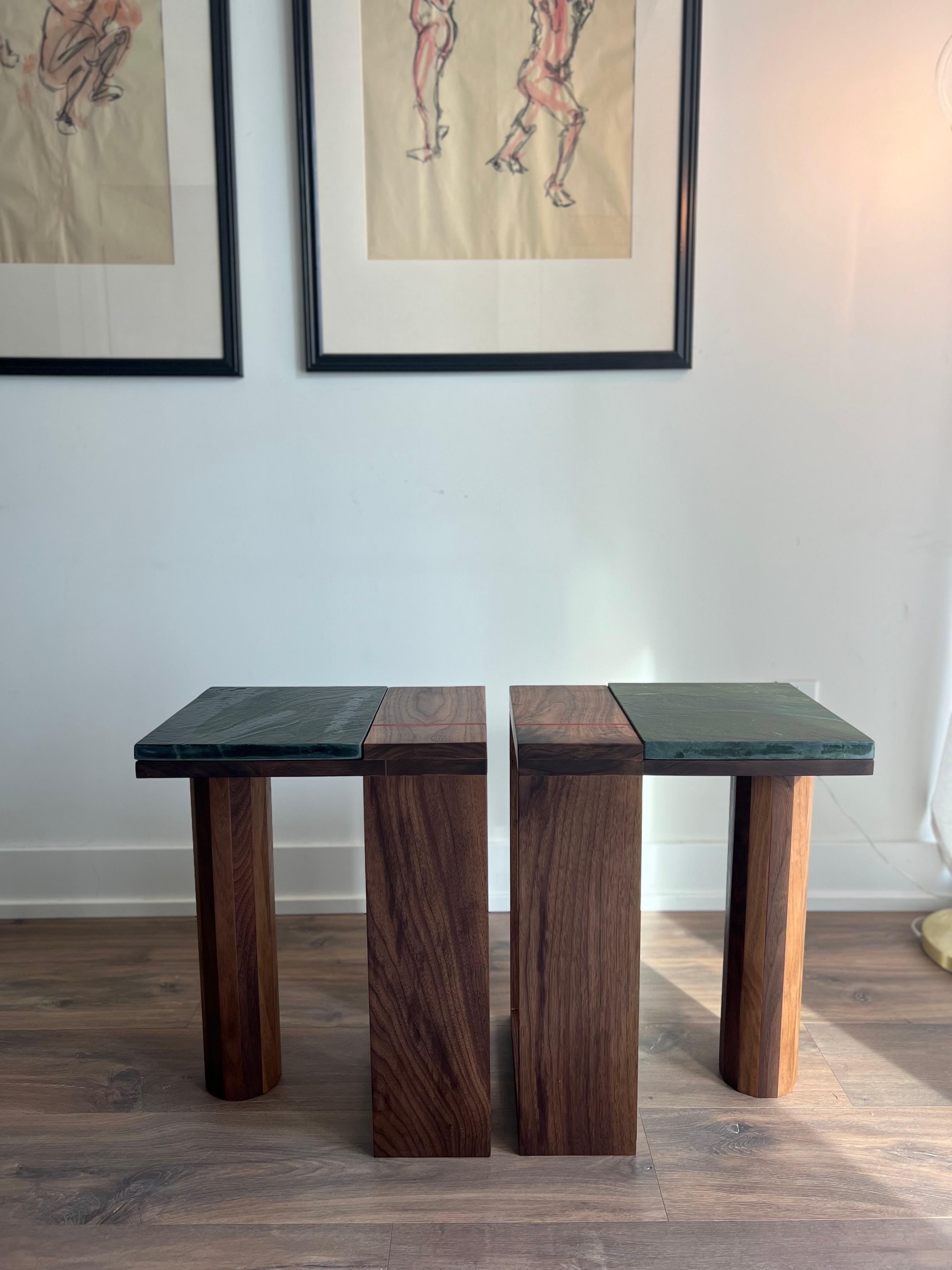 Quartzite and Walnut Side Table For Sale 2