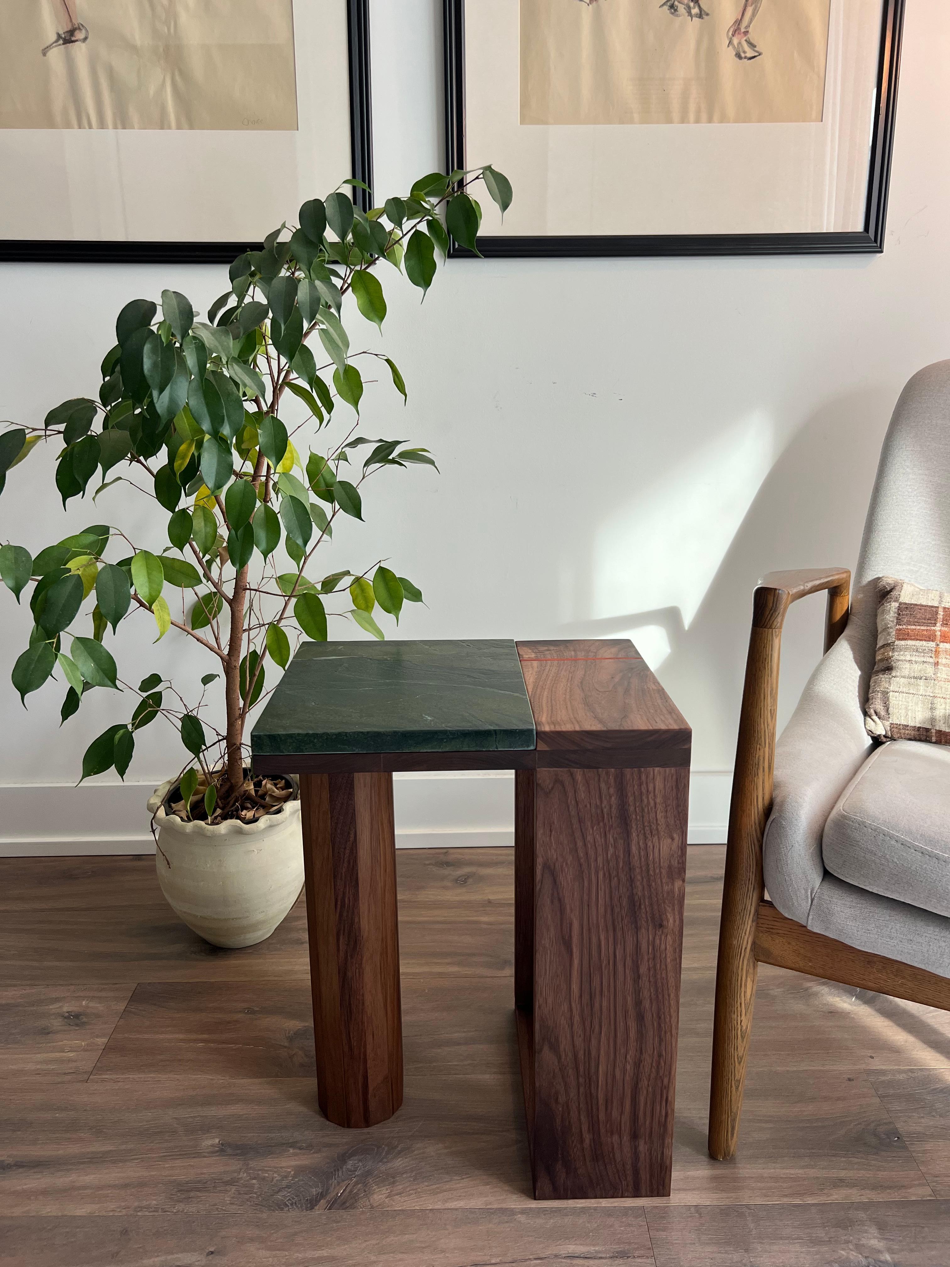 Quartzite and Walnut Side Table For Sale 5