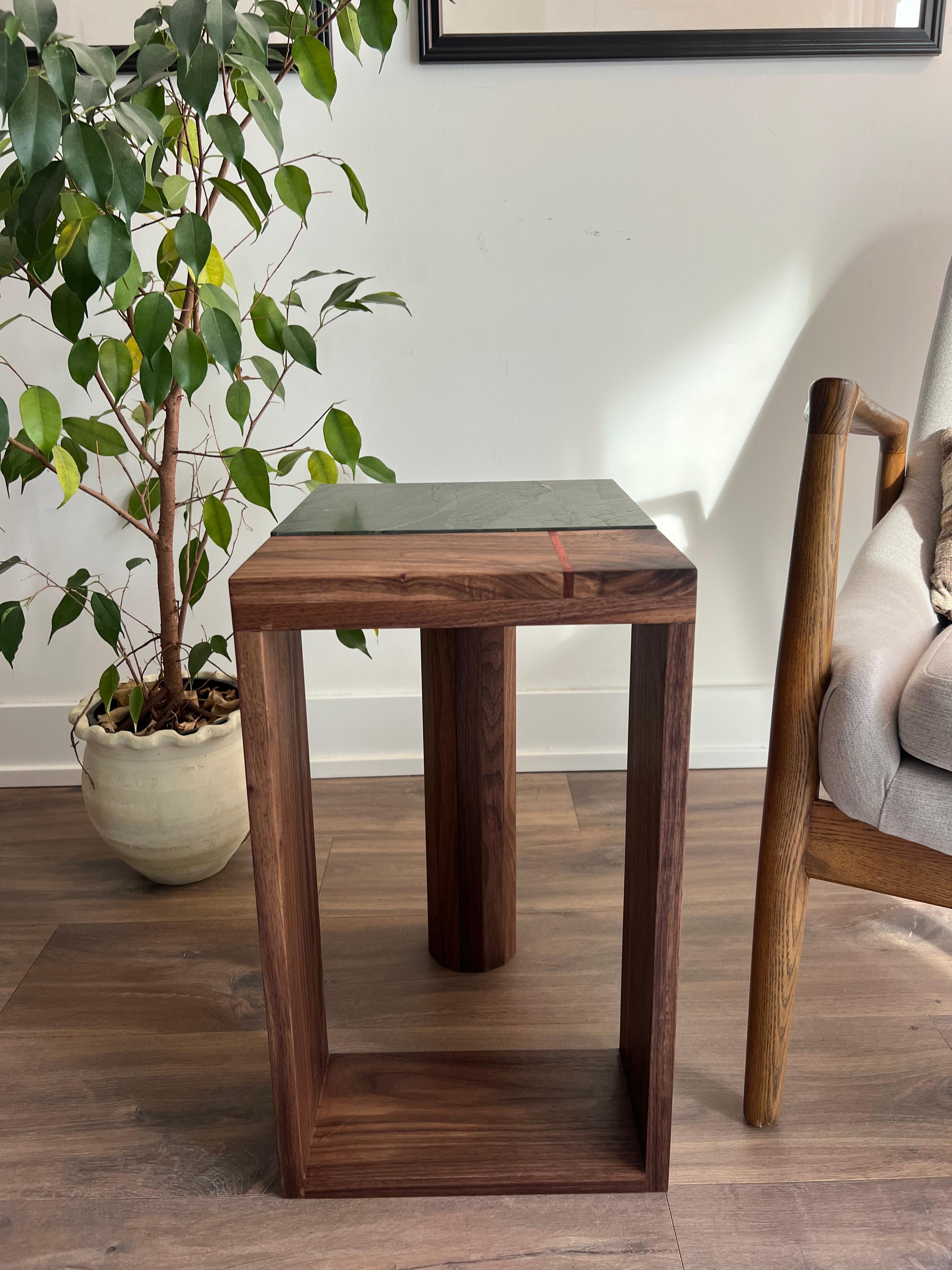 Quartzite and Walnut Side Table For Sale 6
