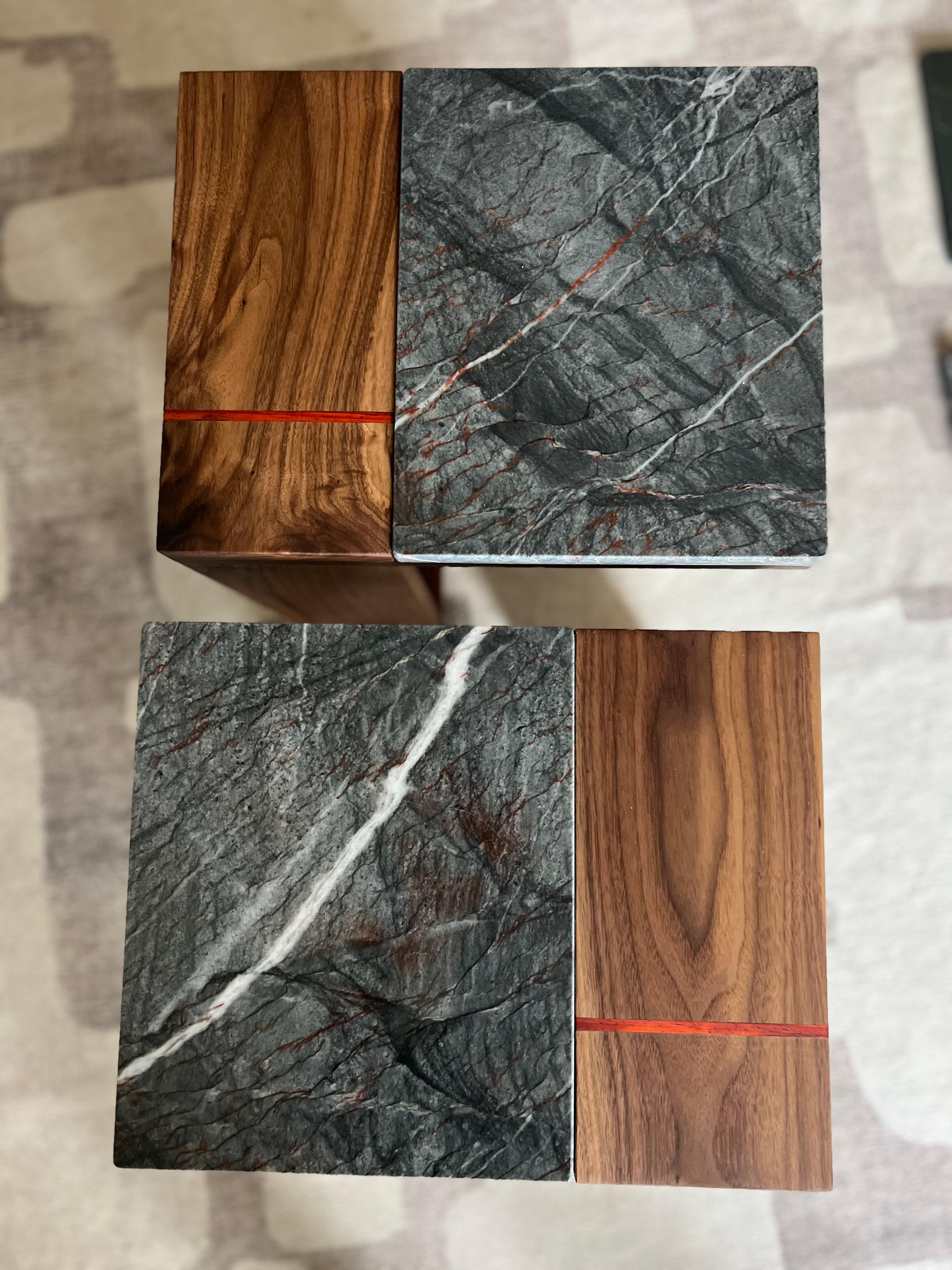 Quartzite and Walnut Side Table For Sale 10