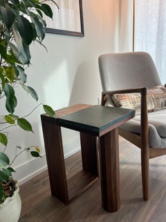 Quartzite and Walnut Side Table