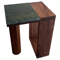 Quartzite and Walnut Side Table