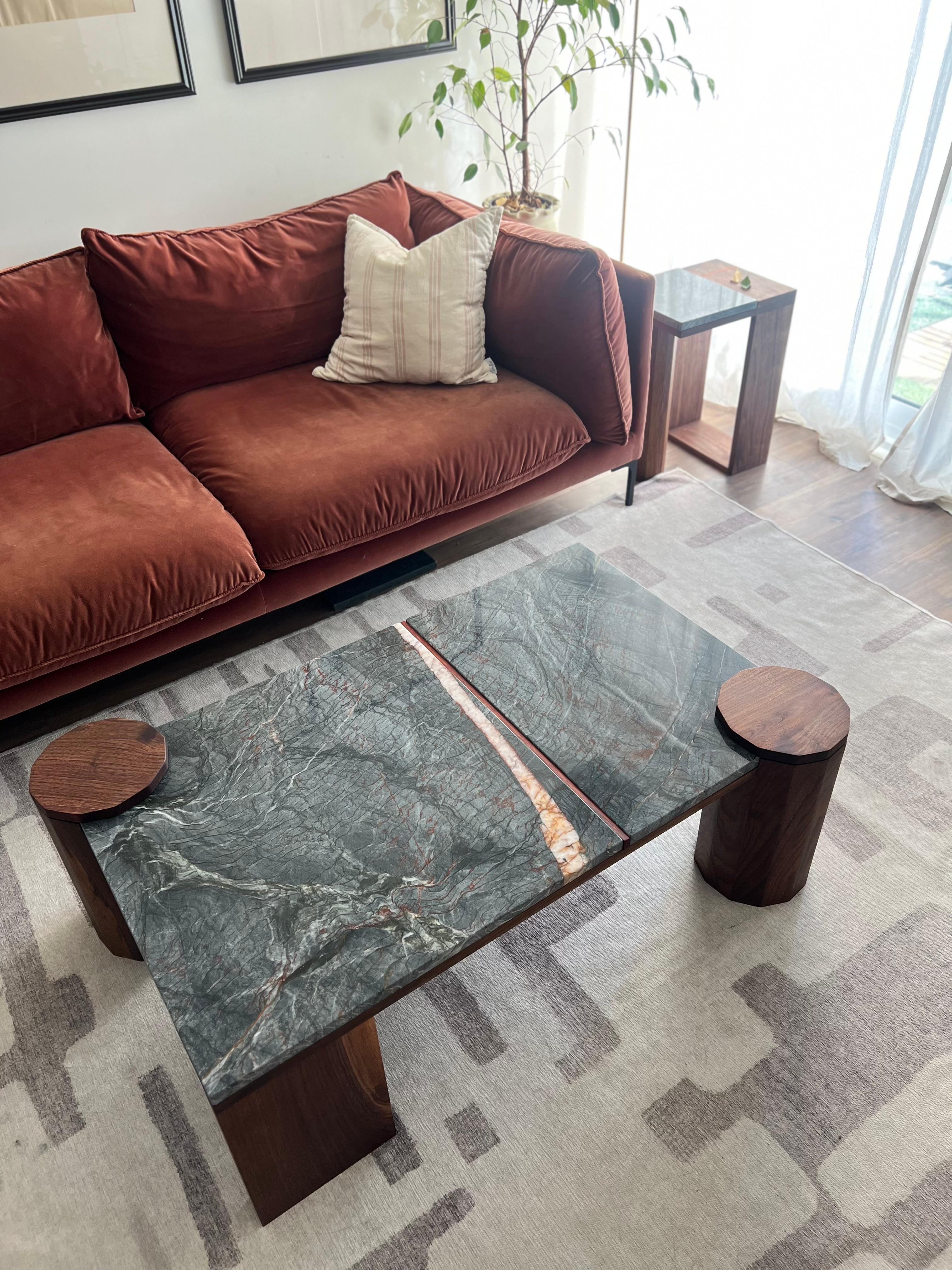 Quartzite and Walnut Table For Sale 3