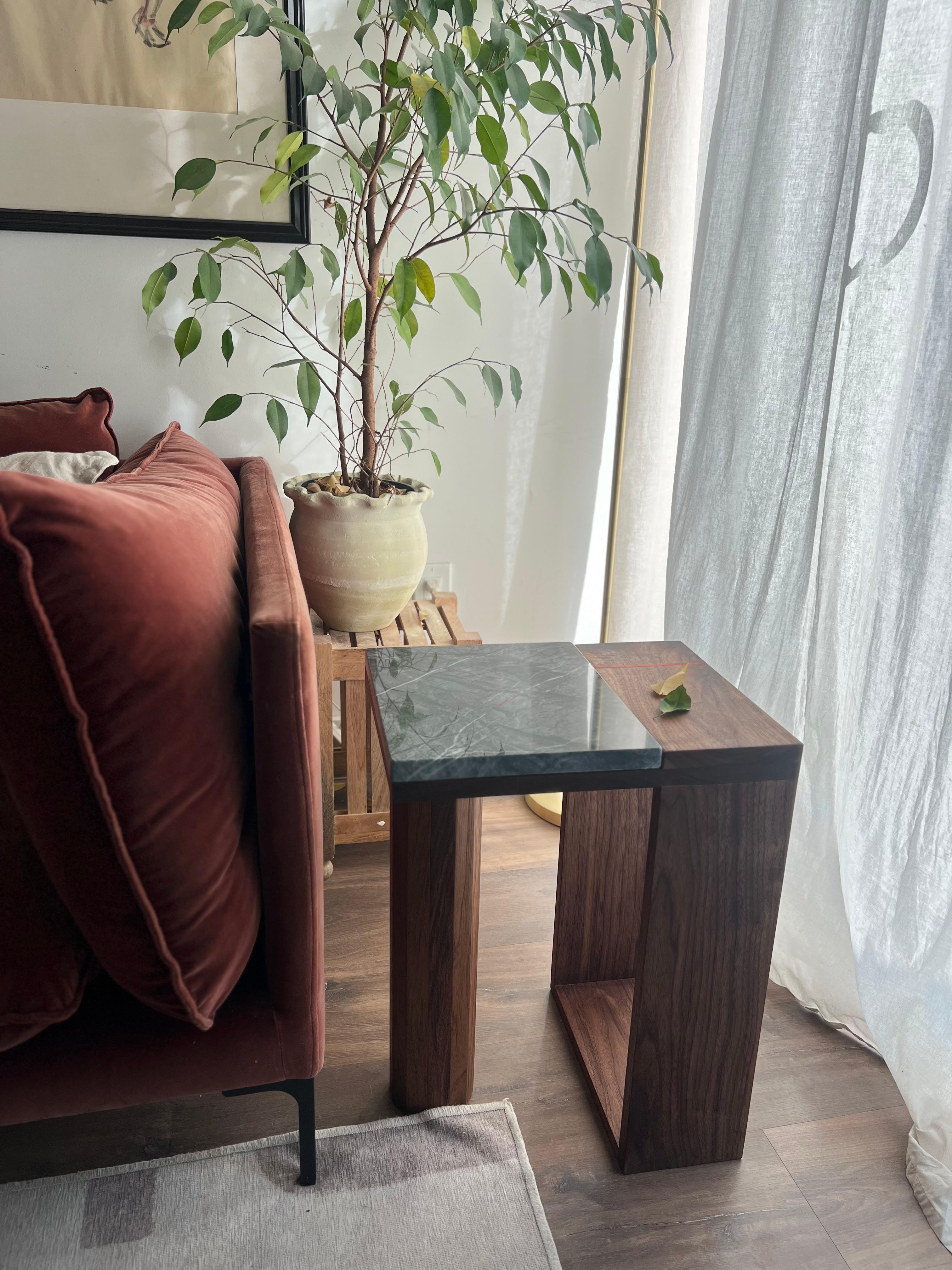 Quartzite and Walnut Table For Sale 4