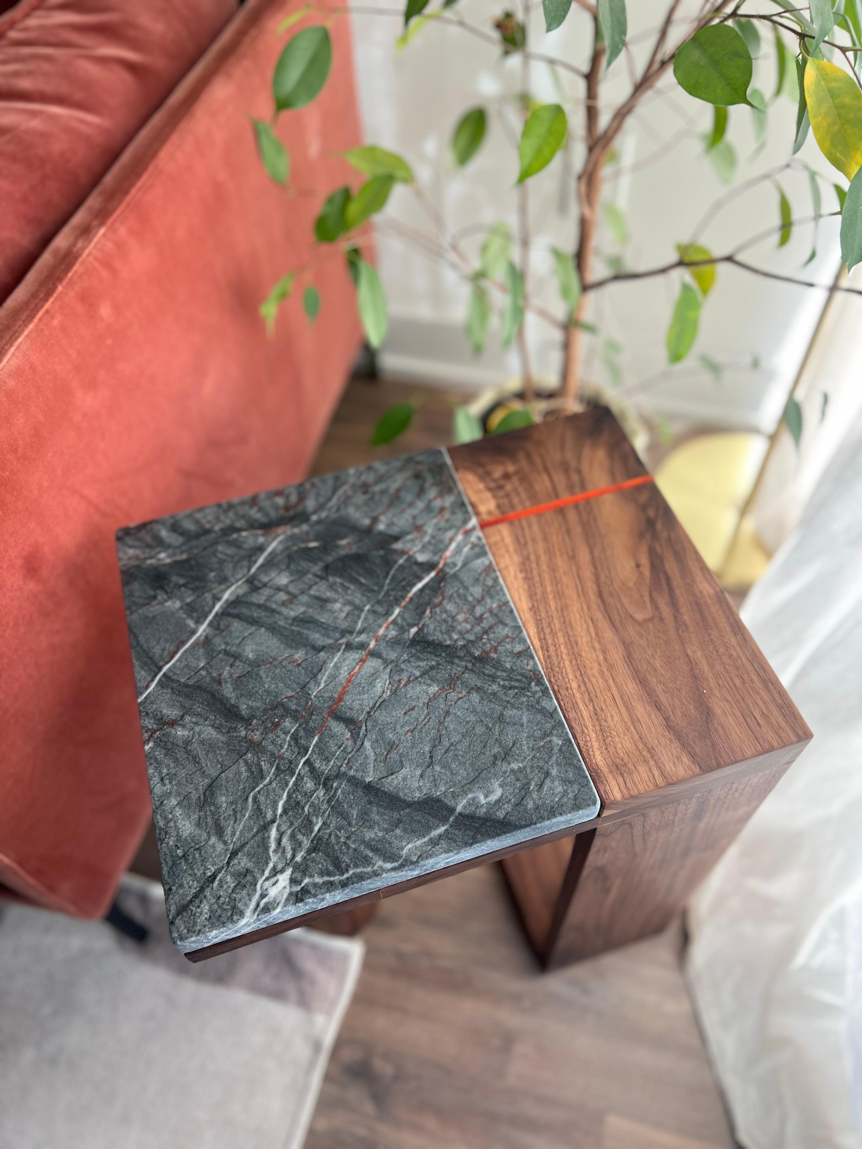 Woodwork Quartzite and Walnut Table For Sale