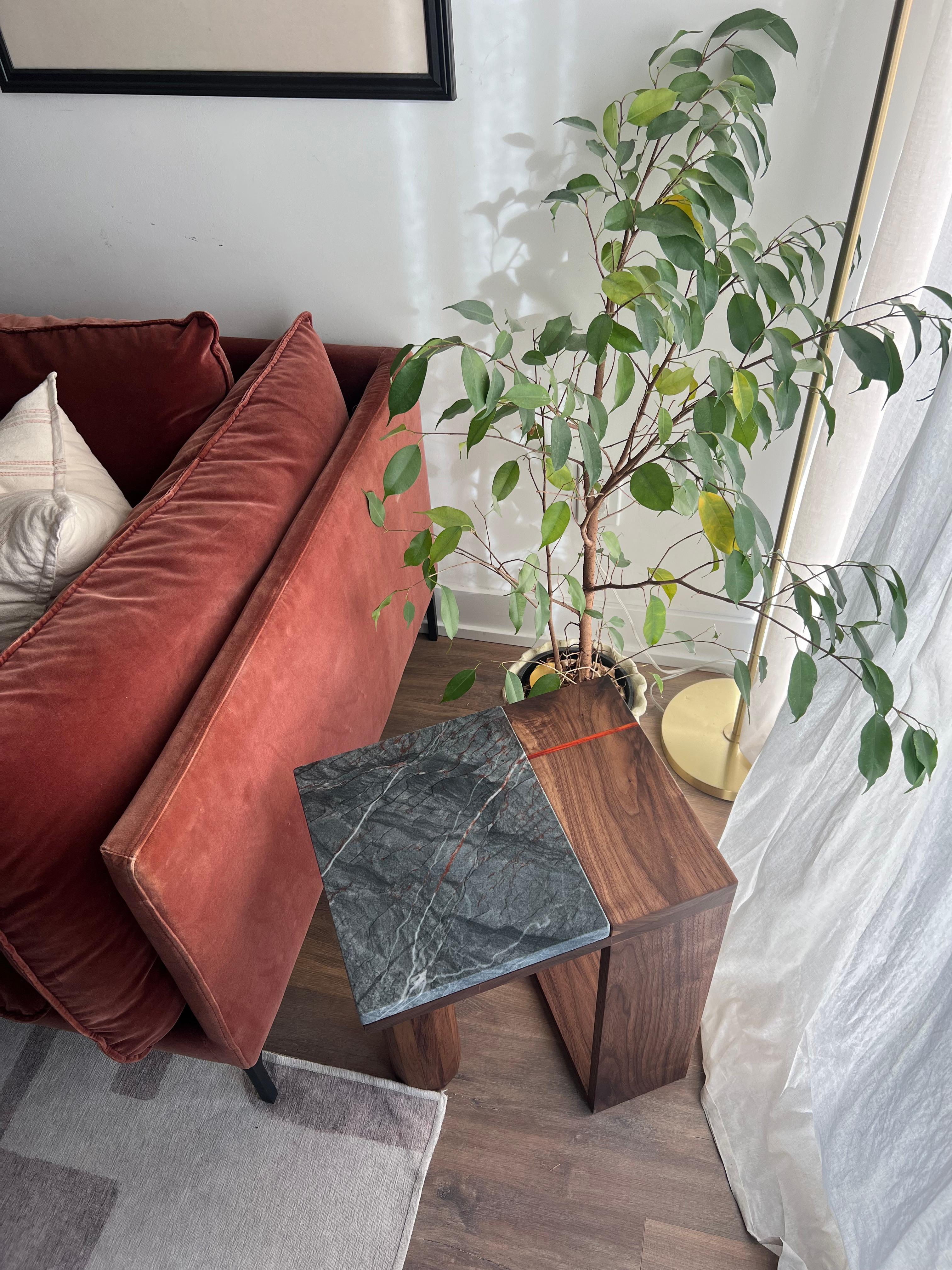 Quartzite and Walnut Table In New Condition For Sale In Toronto, CA