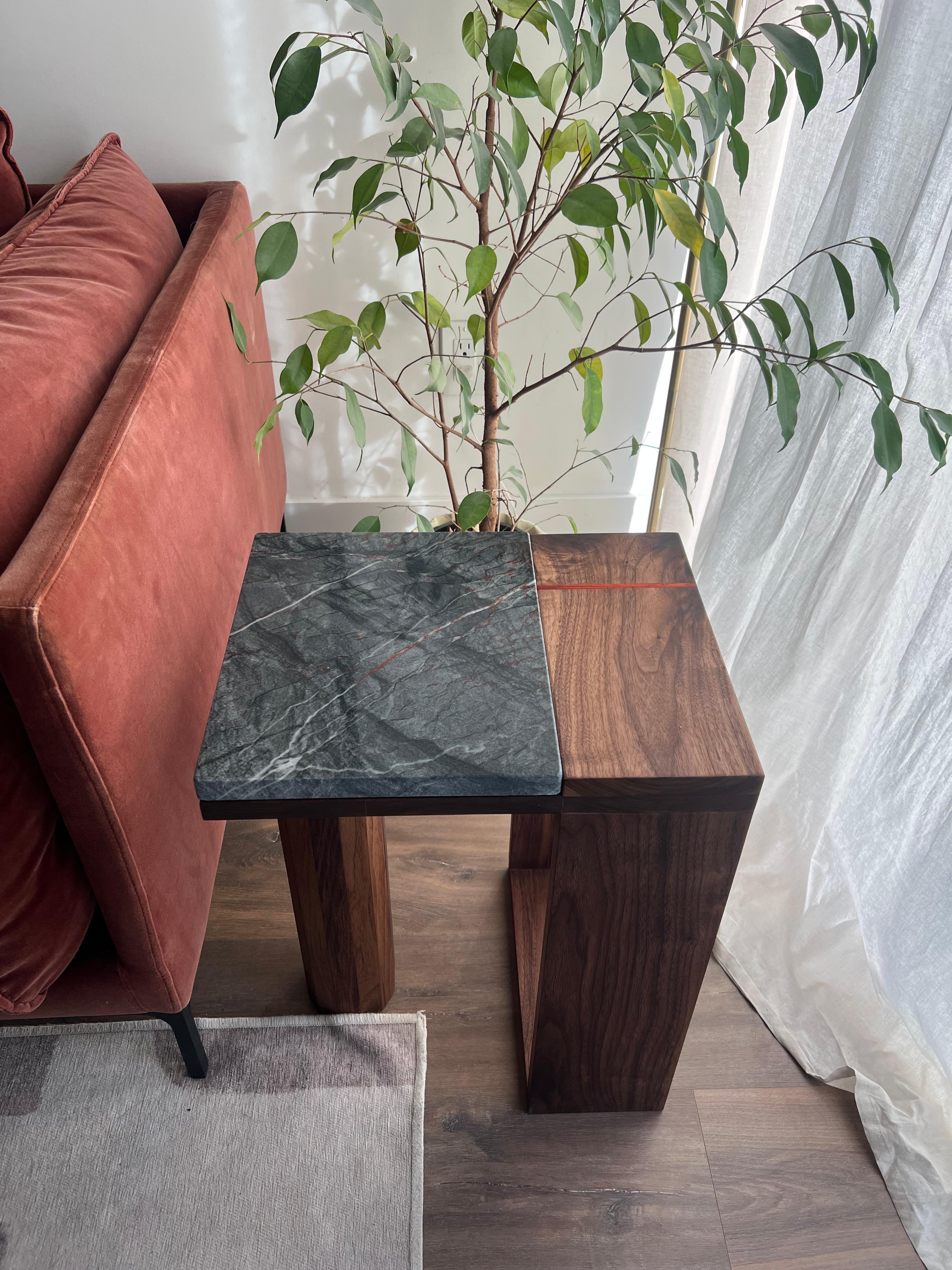 Hardwood Quartzite and Walnut Table For Sale