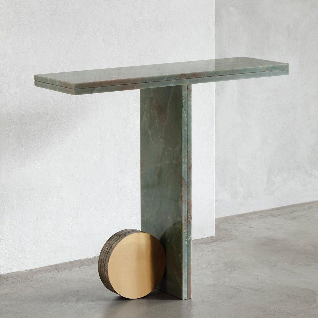 Quartzite Sculptural O Console by dAM Atelier
Dimensions: L94 x W30 x H85 cm
Materials: Green 