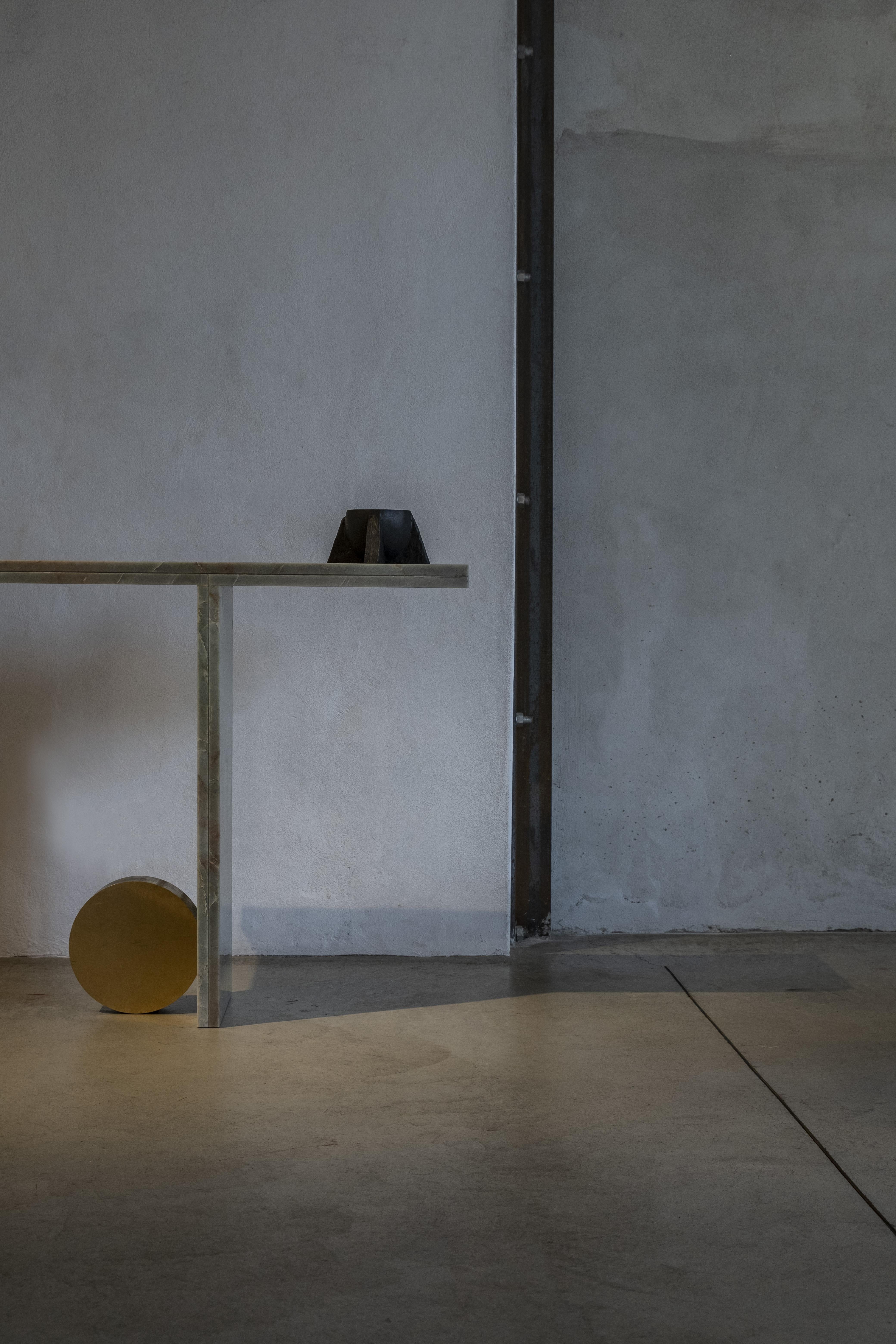 Italian Quartzite Sculptural O Console by dAM Atelier