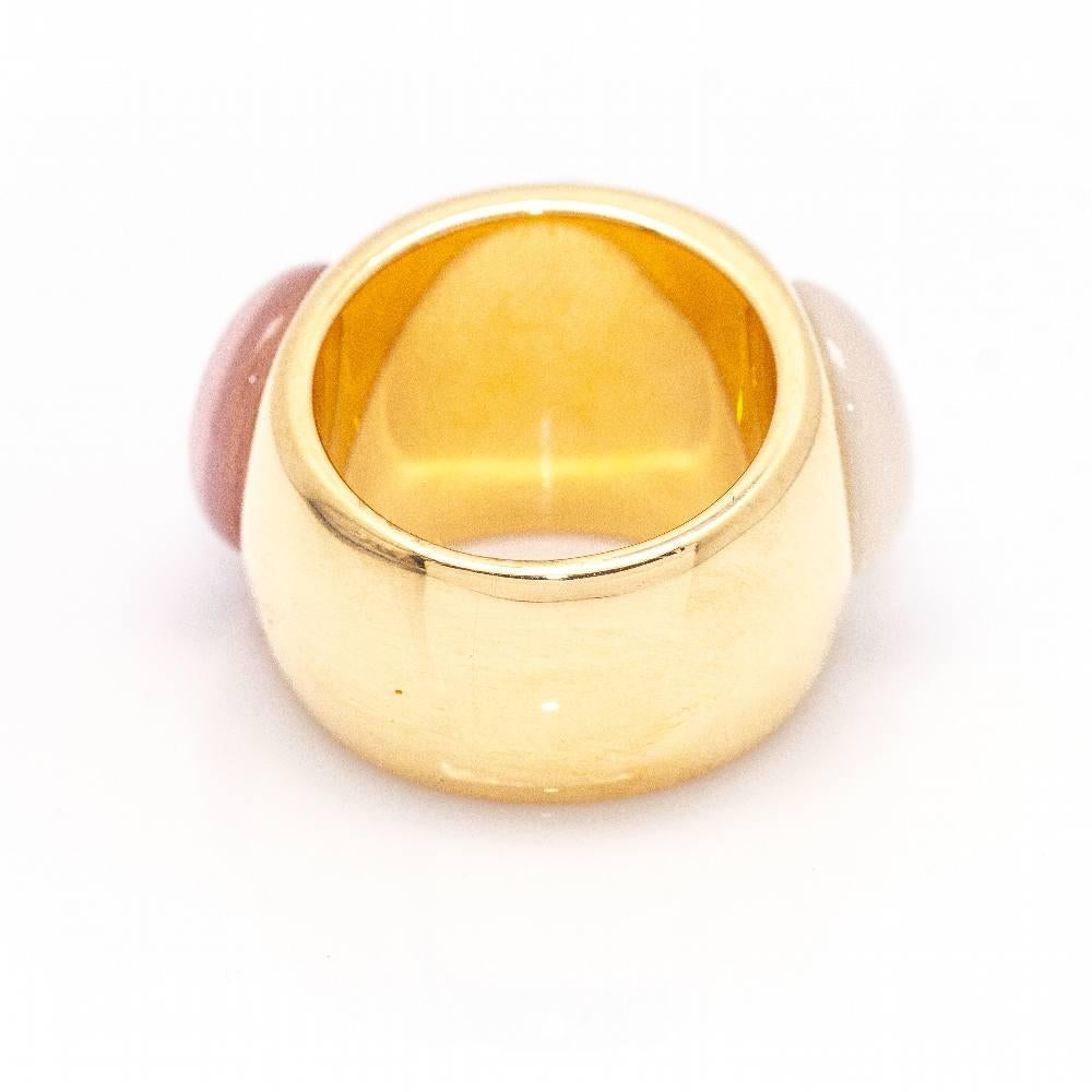 Cabochon QUARZ BUBBLE Ring in Gold and Quartz For Sale