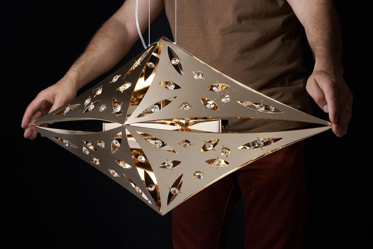 Quasar Lámpara Colgante Horizontal Dorada by Aggiolight Moderno en venta