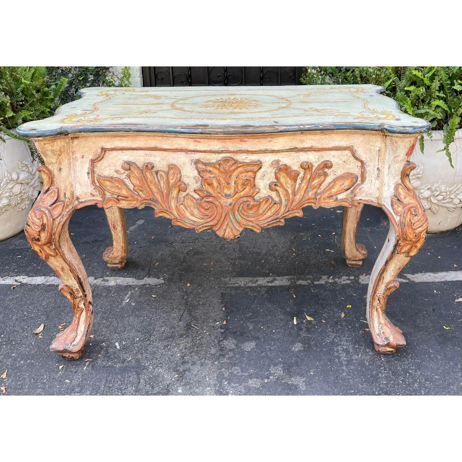 Quatrain for Dessin Fournir carved venetian style Italian paint decorated table

Additional information: 
Materials: Paint, Wood
Color: Blue
Brand: Dessin Fournir
Designer: Dessin Fournir
Period: 1980s
Styles: Italian, Rococo
Table Shape: