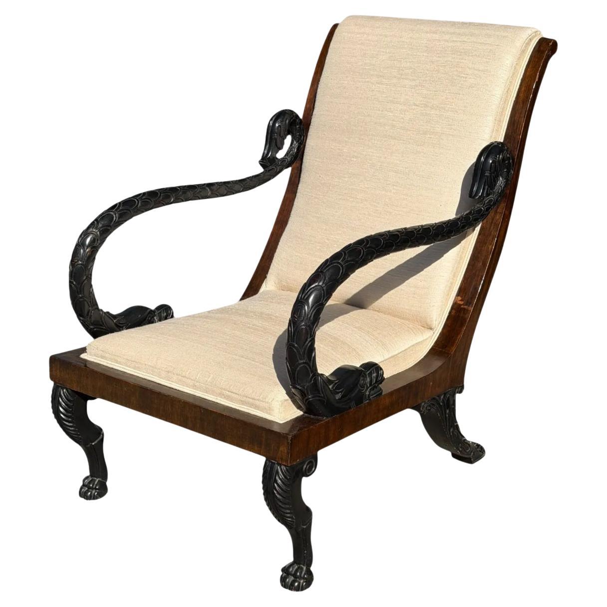 Quatrain for Dessin Fournir Italian Empire Style Serpent Armchair 1 of 2 For Sale