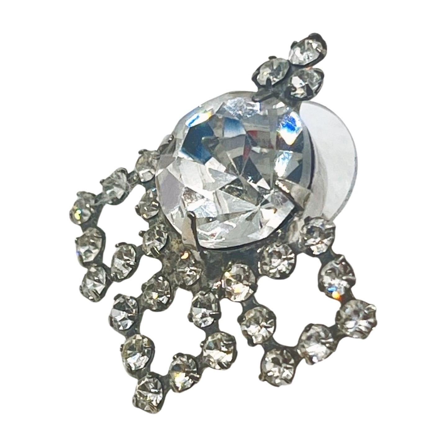 Quatrefoil Clear CZ Pierced Earrings, Renaissance Resurgence, Late 20th century For Sale 5