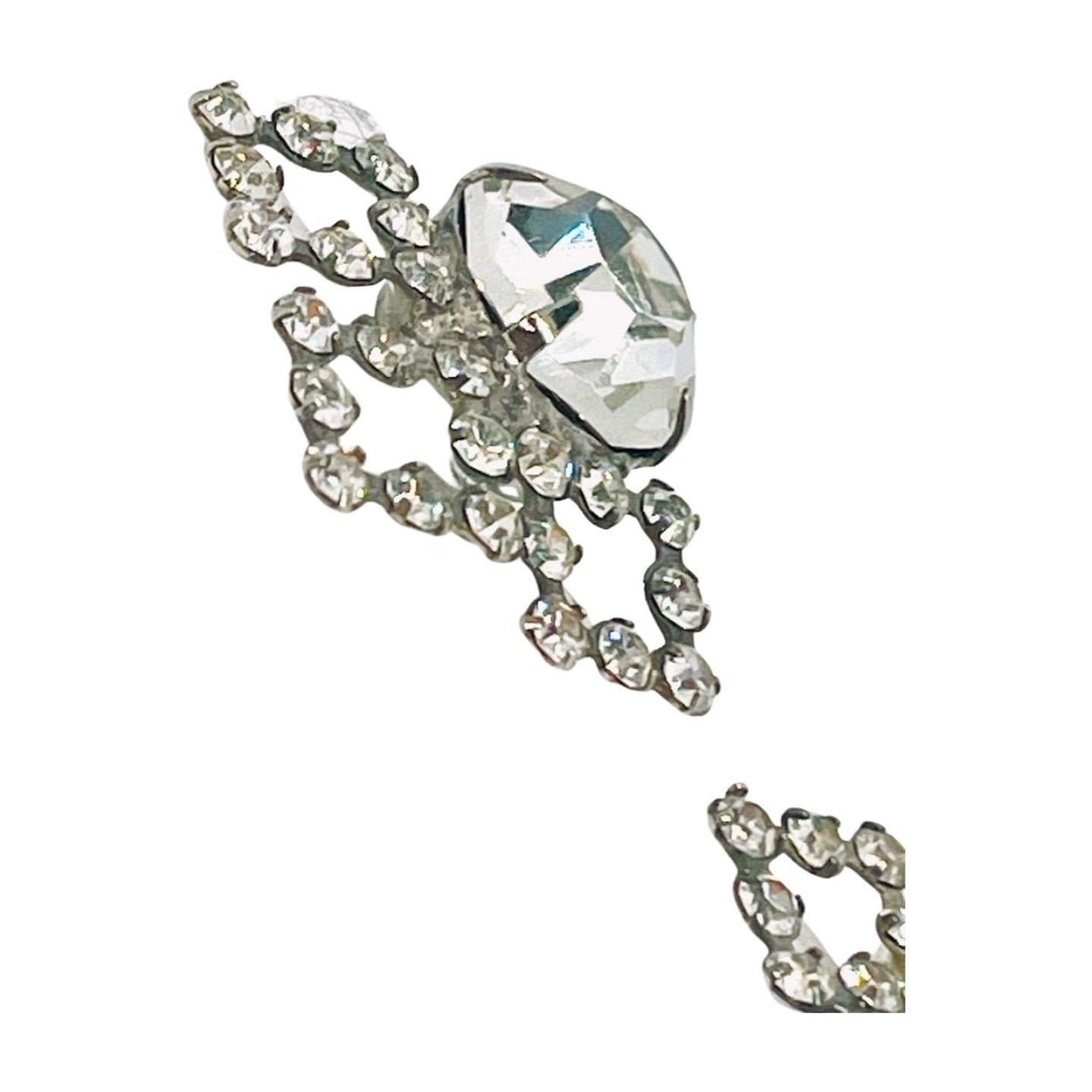 Women's Quatrefoil Clear CZ Pierced Earrings, Renaissance Resurgence, Late 20th century For Sale