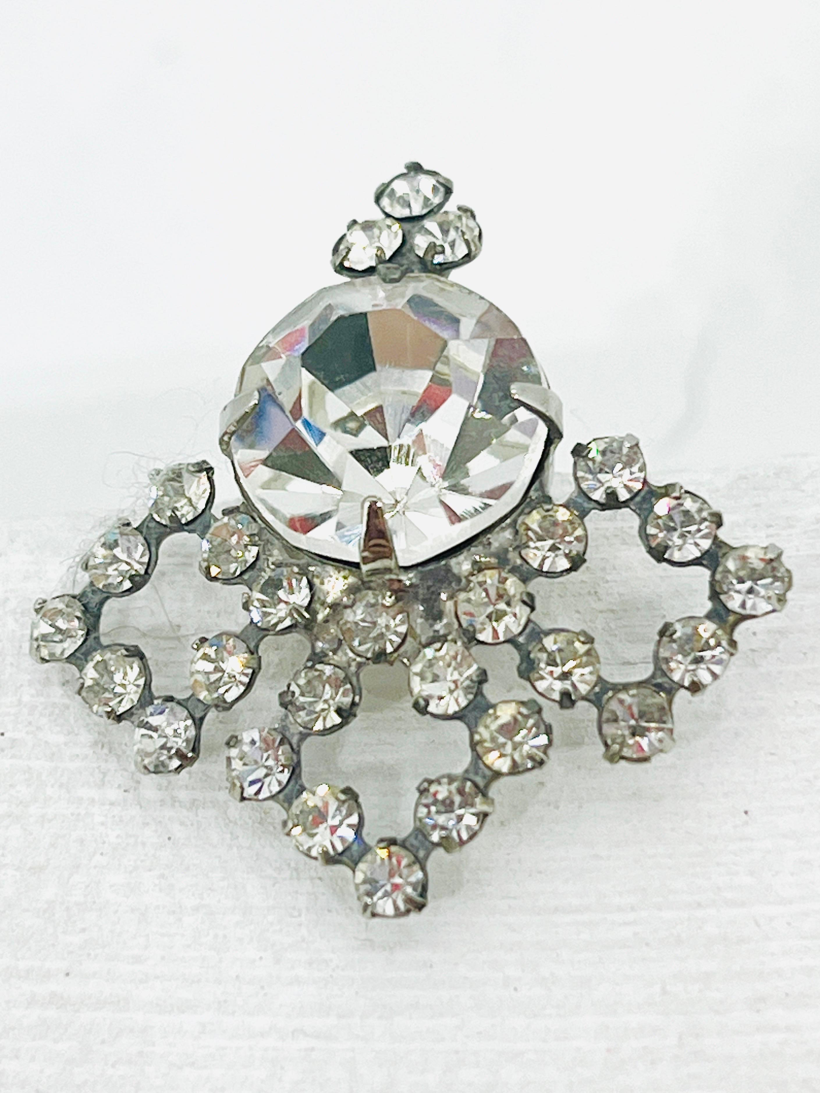 Quatrefoil Clear CZ Pierced Earrings, Renaissance Resurgence, Late 20th century For Sale 4