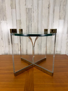 Tisch aus Lucite mit Messing- und Glasplatte im Quatrefoil-Design
