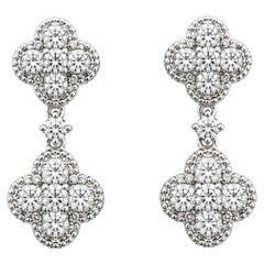Quatrefoil Diamond Dangle Earrings in 14k White Gold