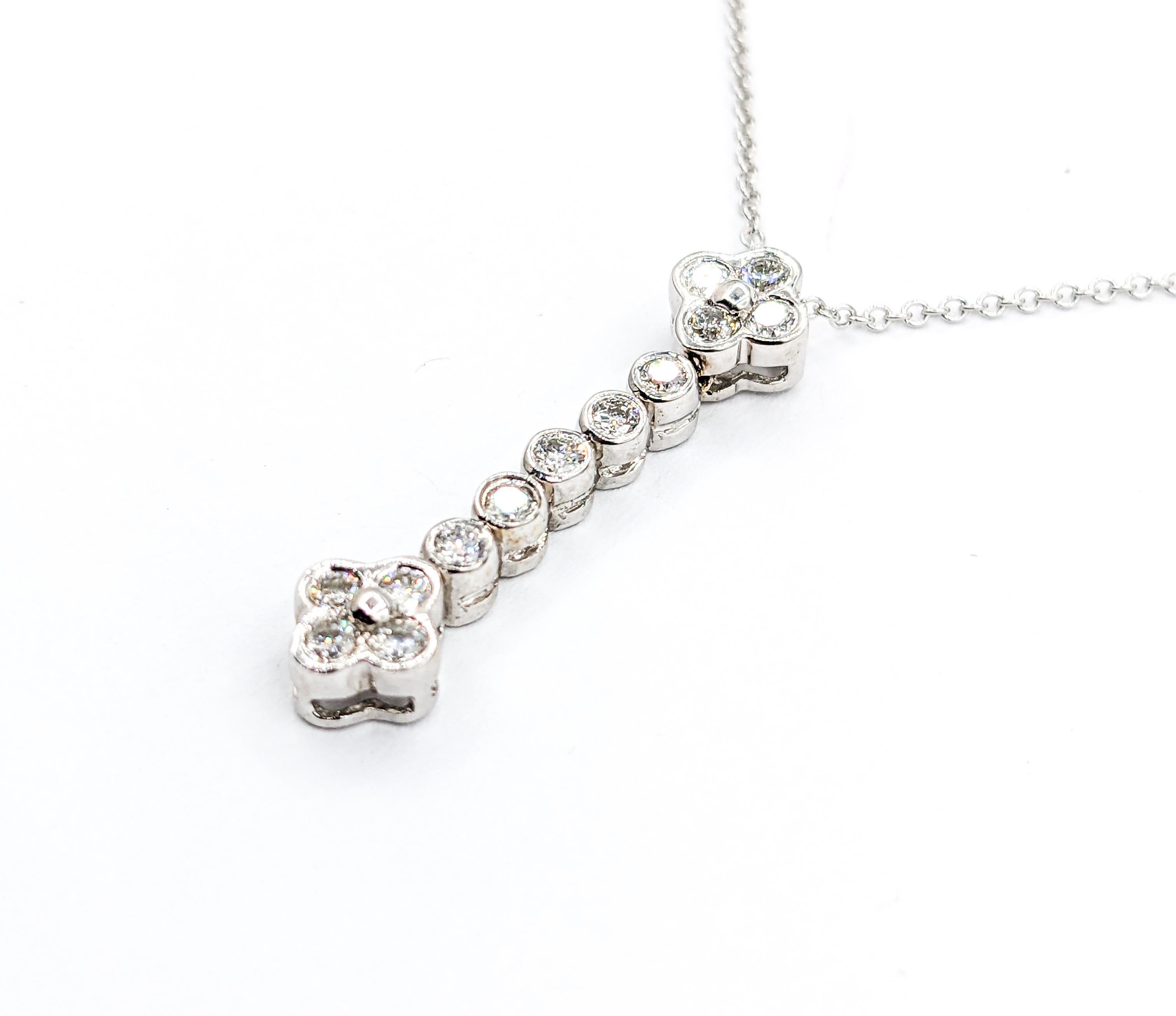 Women's Quatrefoil Diamond Pendant With Chain White Gold For Sale
