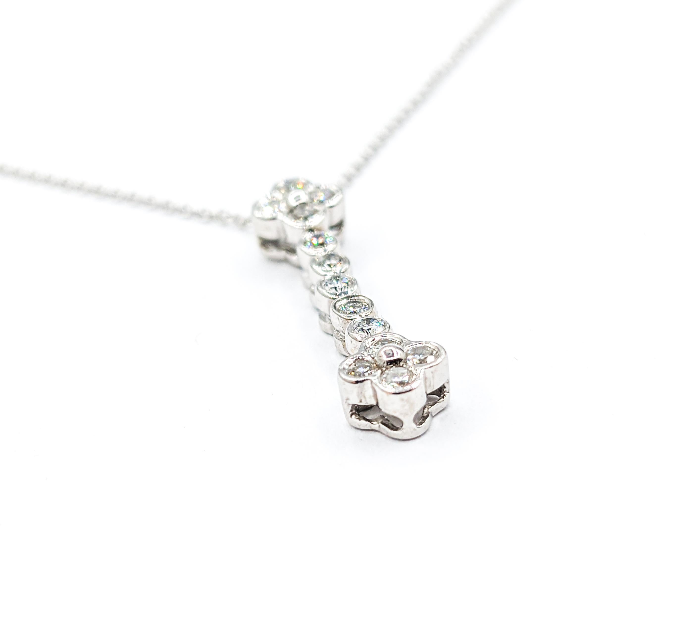 Quatrefoil Diamond Pendant With Chain White Gold For Sale 1