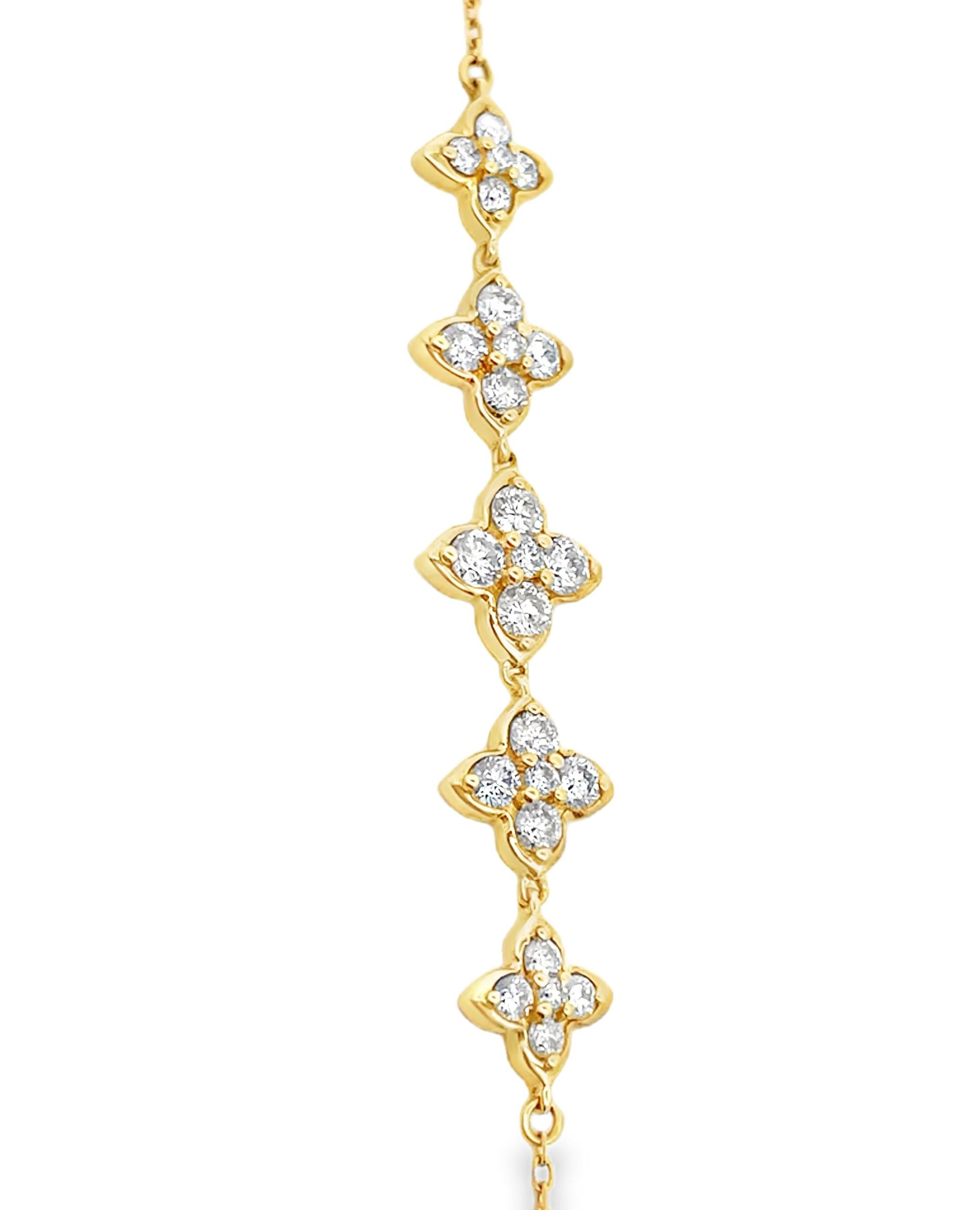 Bracelet en or jaune 18 carats à cinq rangs de diamants, longueur réglable Neuf - En vente à Old Tappan, NJ