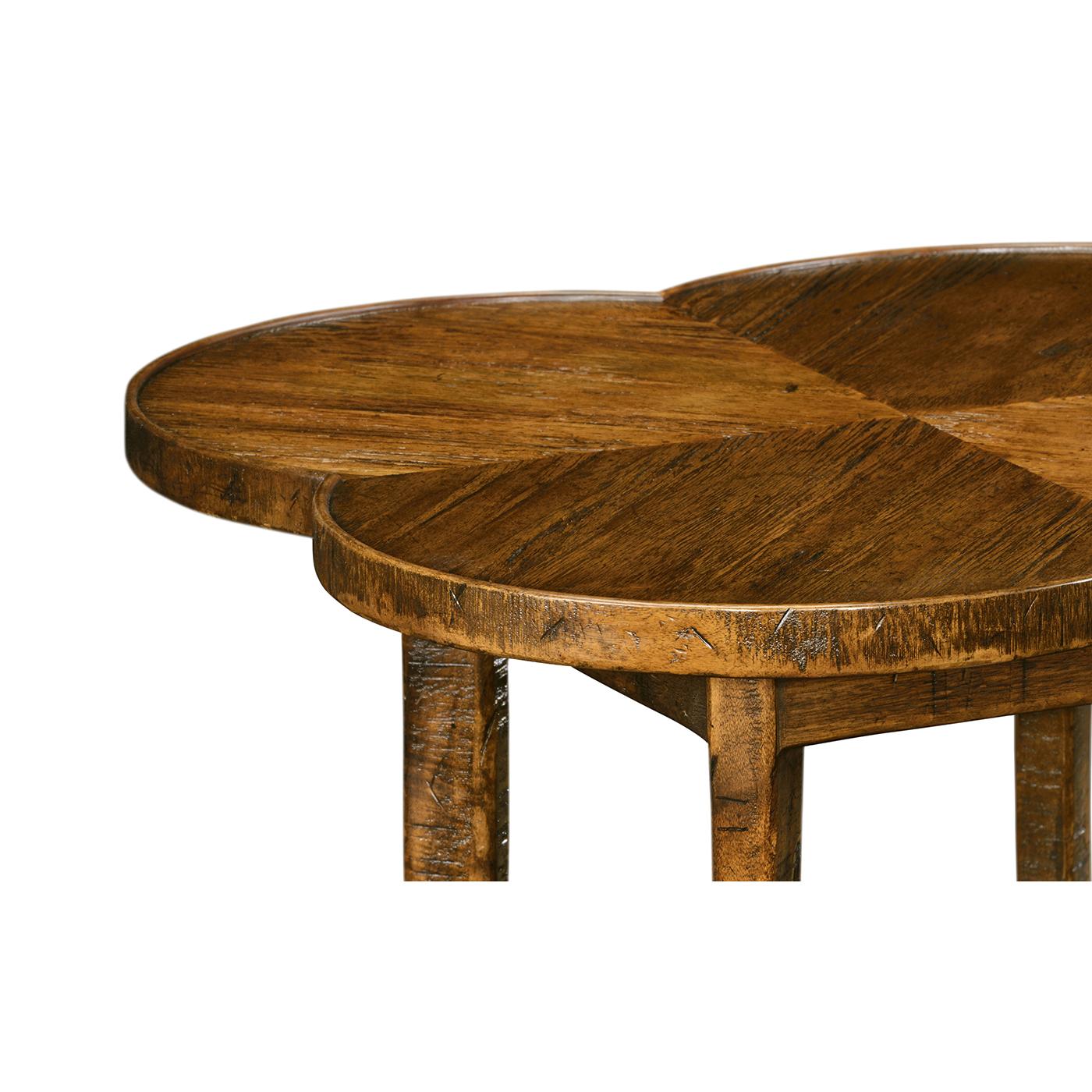 Vietnamese Quatrefoil French Country End Table - Walnut Finish For Sale