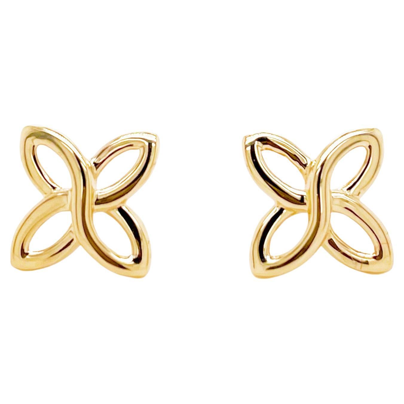 9ct Yellow & White Gold Flower Stud Earrings – Mixed Gold 375 – Butterfly Closure
