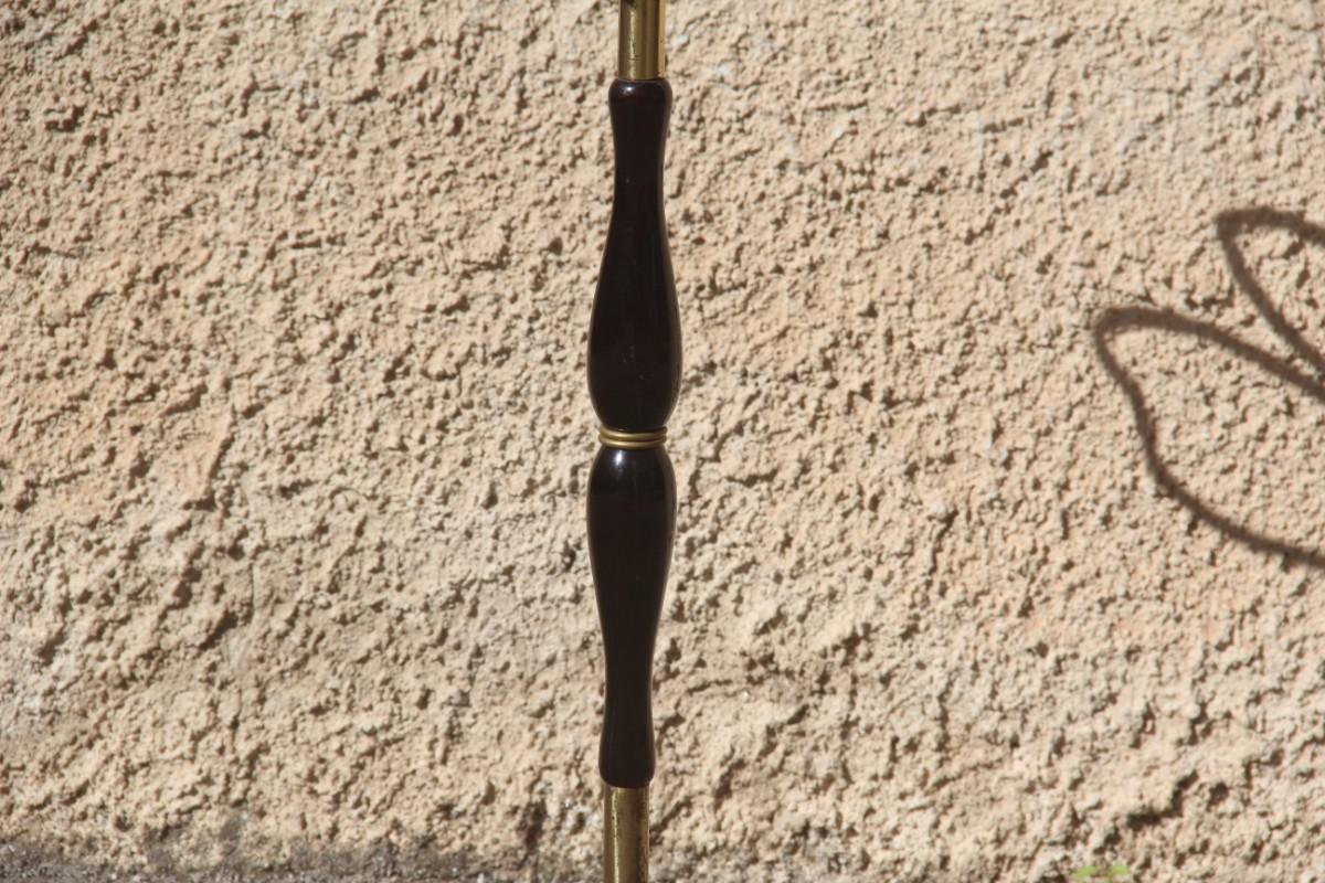 Quatrefoil Umbrella Stand Midcentury Italian Design Brass Gold Wood Mahogany 6