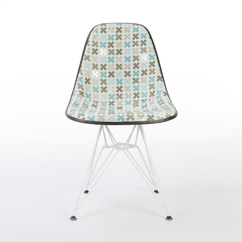 Mid-Century Modern Quatrofoil Pair of Herman Miller Eames DSR Side Chair with Alex Girard Fabric