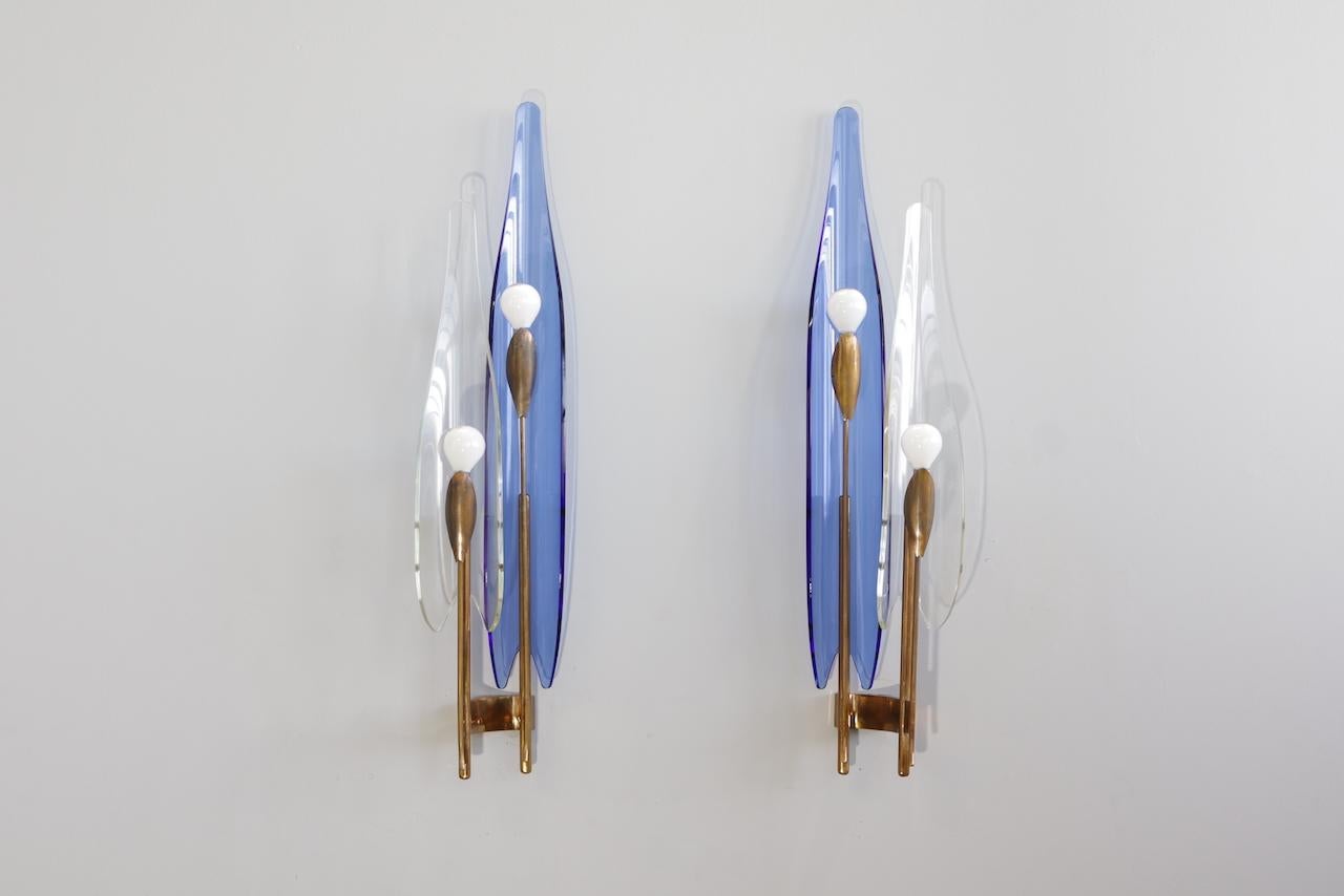 Mid-Century moderno Quattro Applique 'Dahlia' di Max Ingrand per Fontana Arte, modello 1461 signed in vendita