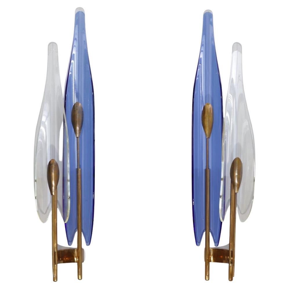 Four 'Dahlia' Wall Lights by Max Ingrand for Fontana Arte, model 1461 signed